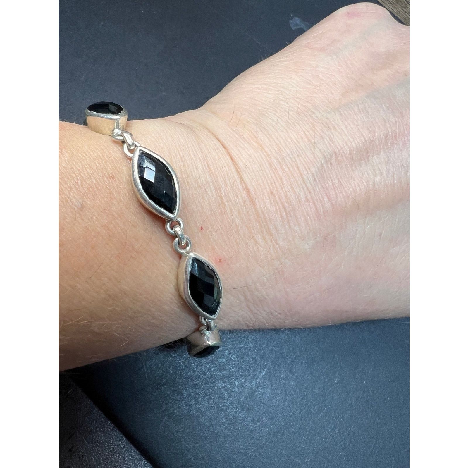 Other NEW Black onyx sterling silver 8 inch bracelet Size ONE SIZE - 2 Thumbnail
