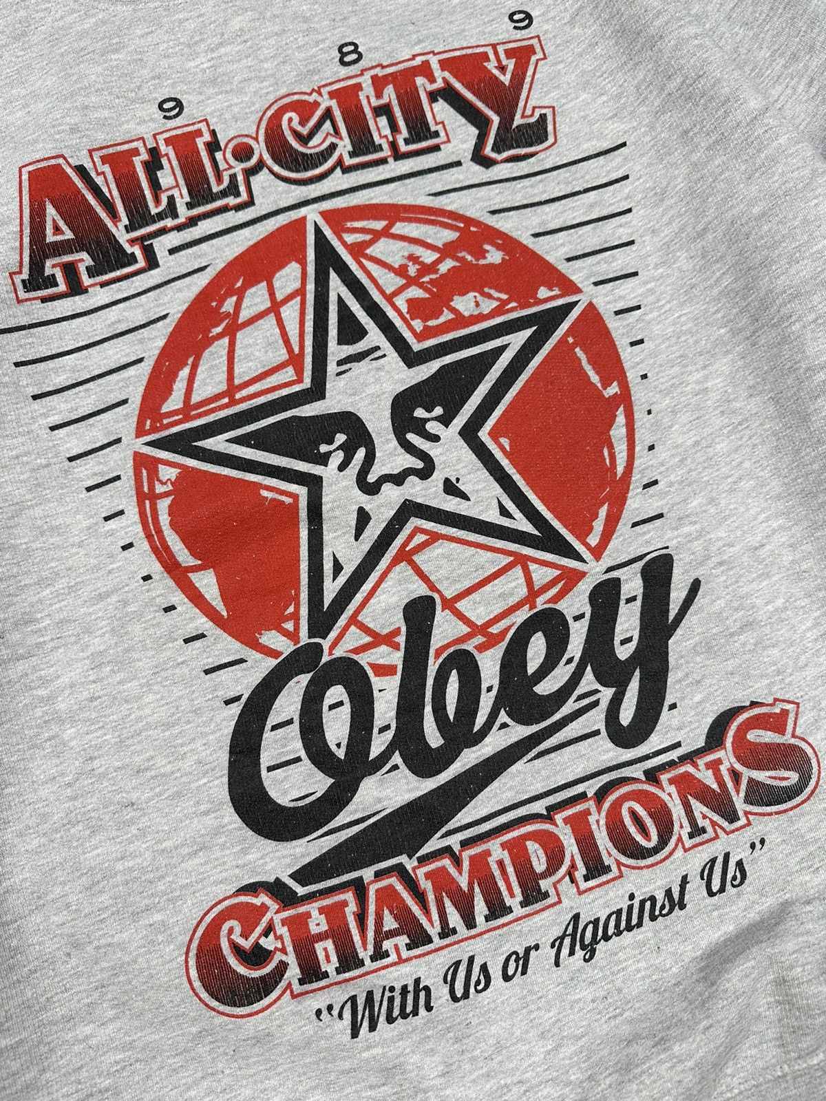 Obey × Vintage Vintage Y2K Obey All City Champions Grey Crewneck Sweatshirt Size US L / EU 52-54 / 3 - 4 Thumbnail
