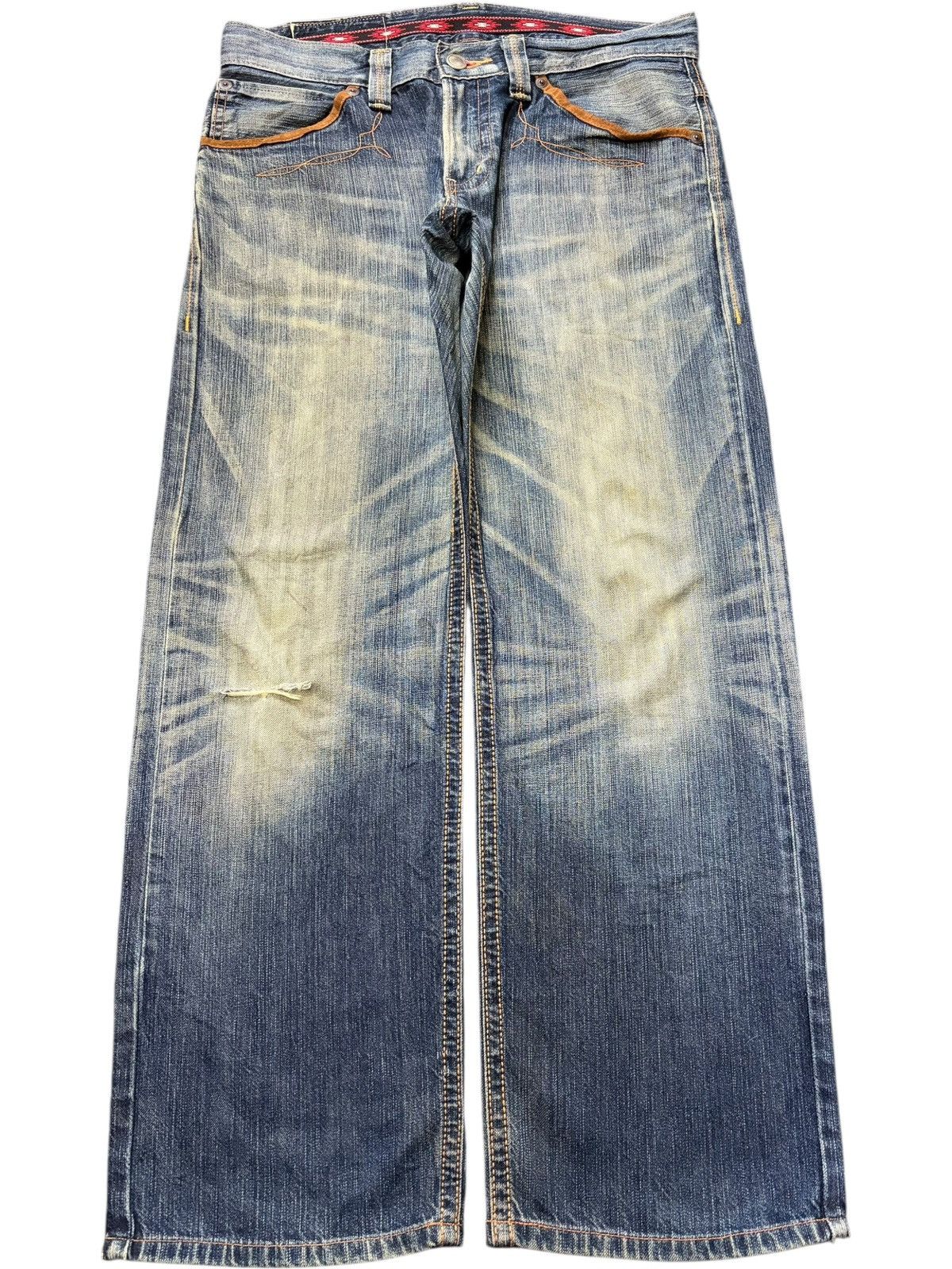 Edwin Exclusive Vintage Edwin XV Mud Wash Distress Baggy Jeans Size US 35 - 1 Thumbnail
