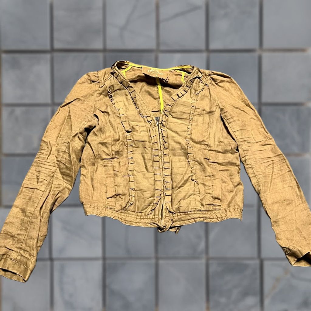 Anthropologie Hei Hei Bomber Jacket Womens 6 Small Linen Pleated Zip Military Coat Brown Linen Bomber Jacket Women 6 Small Retro Military-inspired Hei Hei Womens Size M / US 6-8 / IT 42-44 - 1 Thumbnail