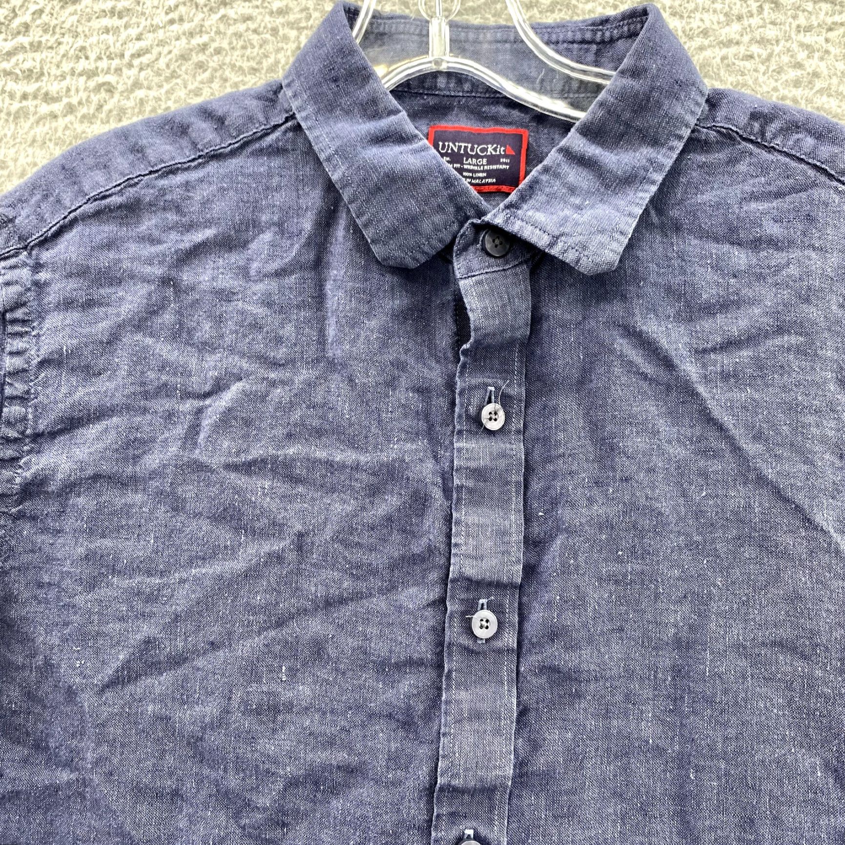 UNTUCKit UNTUCKit LinenShirt Men's L Blue Relax Bahama Classic Preppy Coastal Office Shirt Size US L / EU 52-54 / 3 - 2 Thumbnail