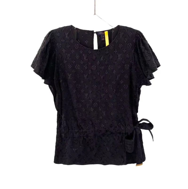 Louis Vuitton Louis Vuitton Black Silk Women's T-Shirt 0089 Size ONE SIZE - 1 Thumbnail