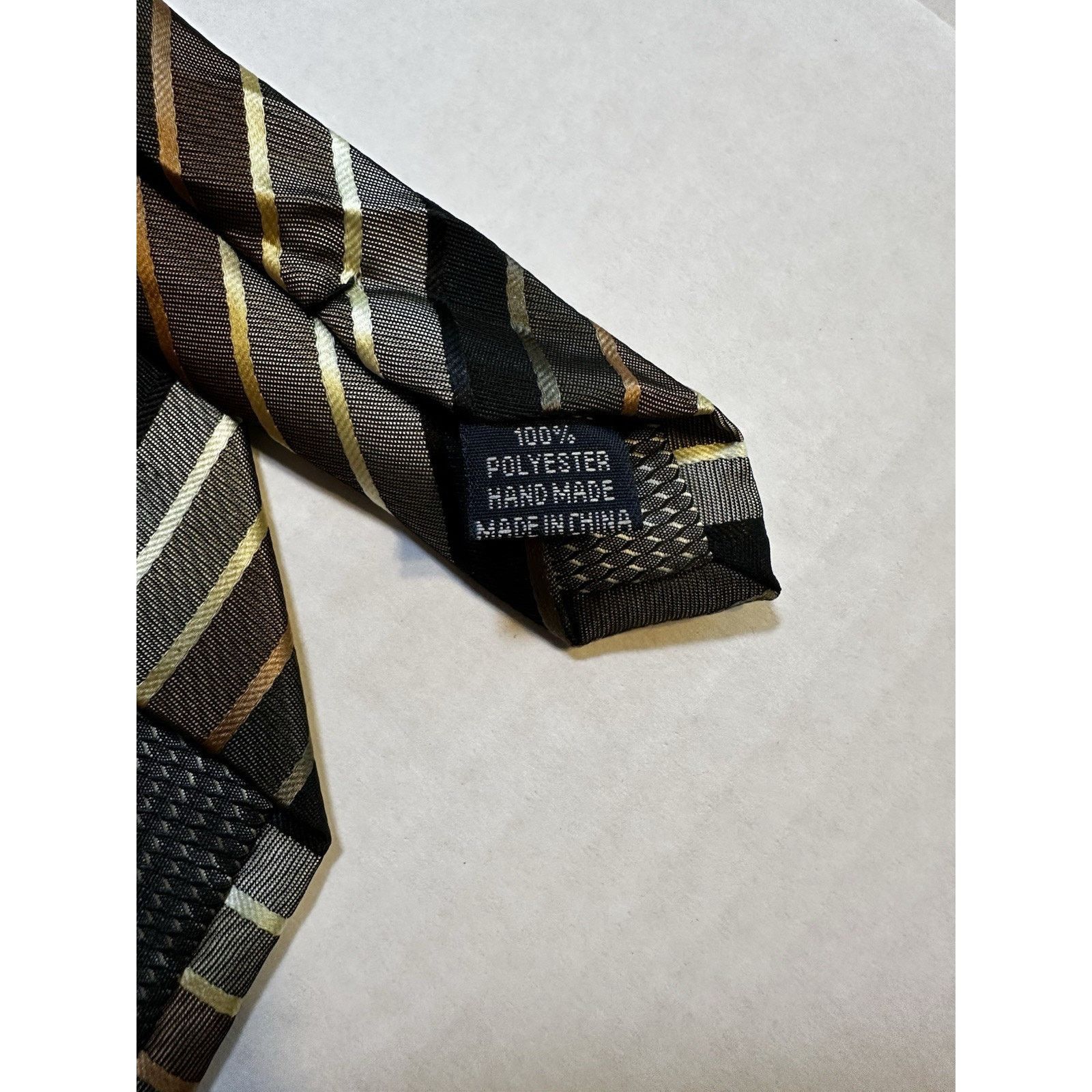 Croft & Barrow Croft & Barrow Neck Tie Black/Gold Striped Preppy Business Size ONE SIZE - 3 Thumbnail