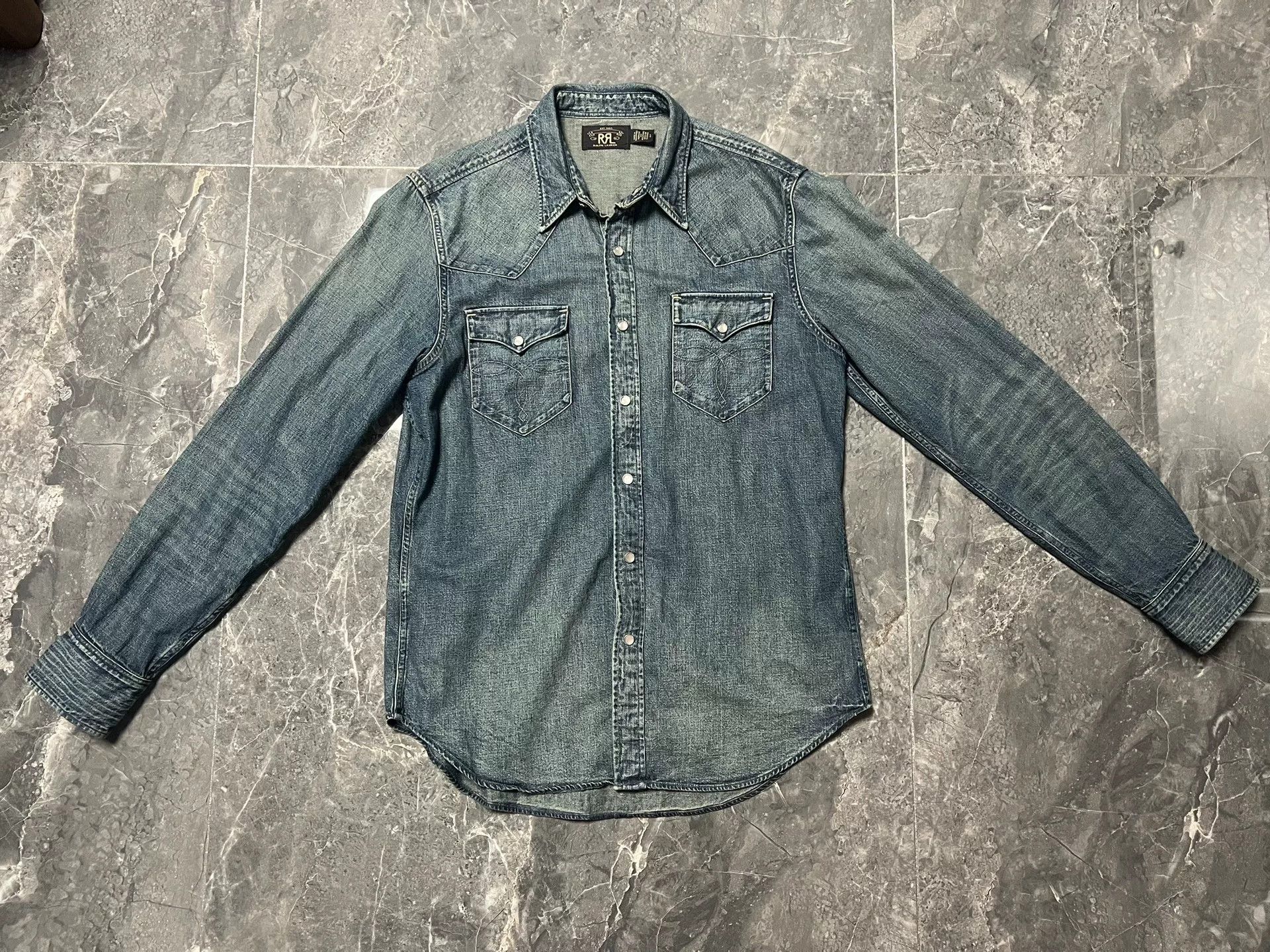 RRL Ralph Lauren denim long sleeve western shirt Size US M / EU 48-50 / 2 - 1 Thumbnail