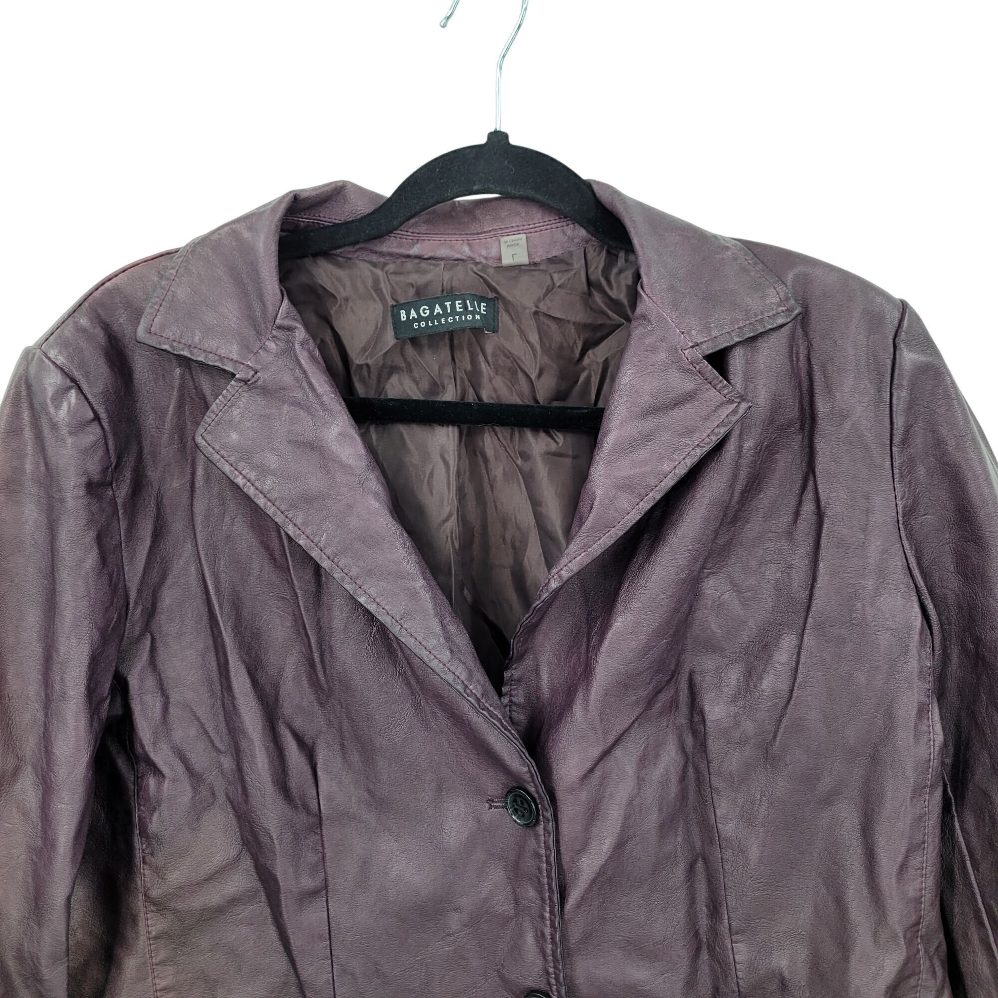 Other Womens Oxblood Vegan Faux Leather Jacket Sz L Eggplant Purpl Size L / US 10 / IT 46 - 4 Thumbnail