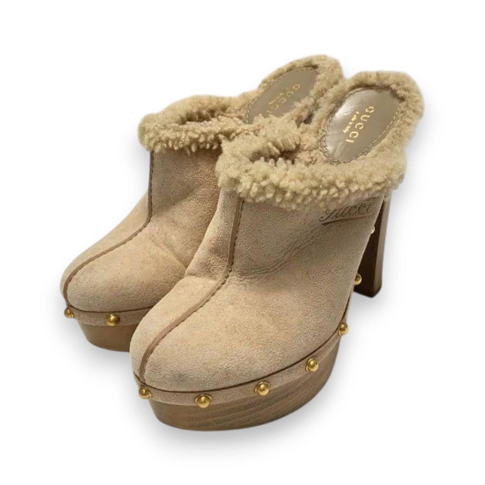 Gucci Gucci authentic rare shearling fur suede boots / clogs Size US 7 / IT 37 - 2 Thumbnail