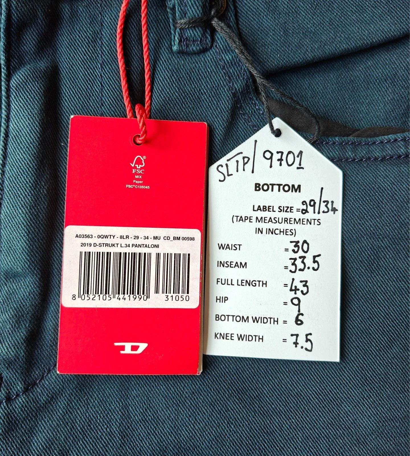 Diesel Diesel 2019 D-STRUKT L.34 MENS JEANS SLTP/9701 Size US 29 - 6 Thumbnail