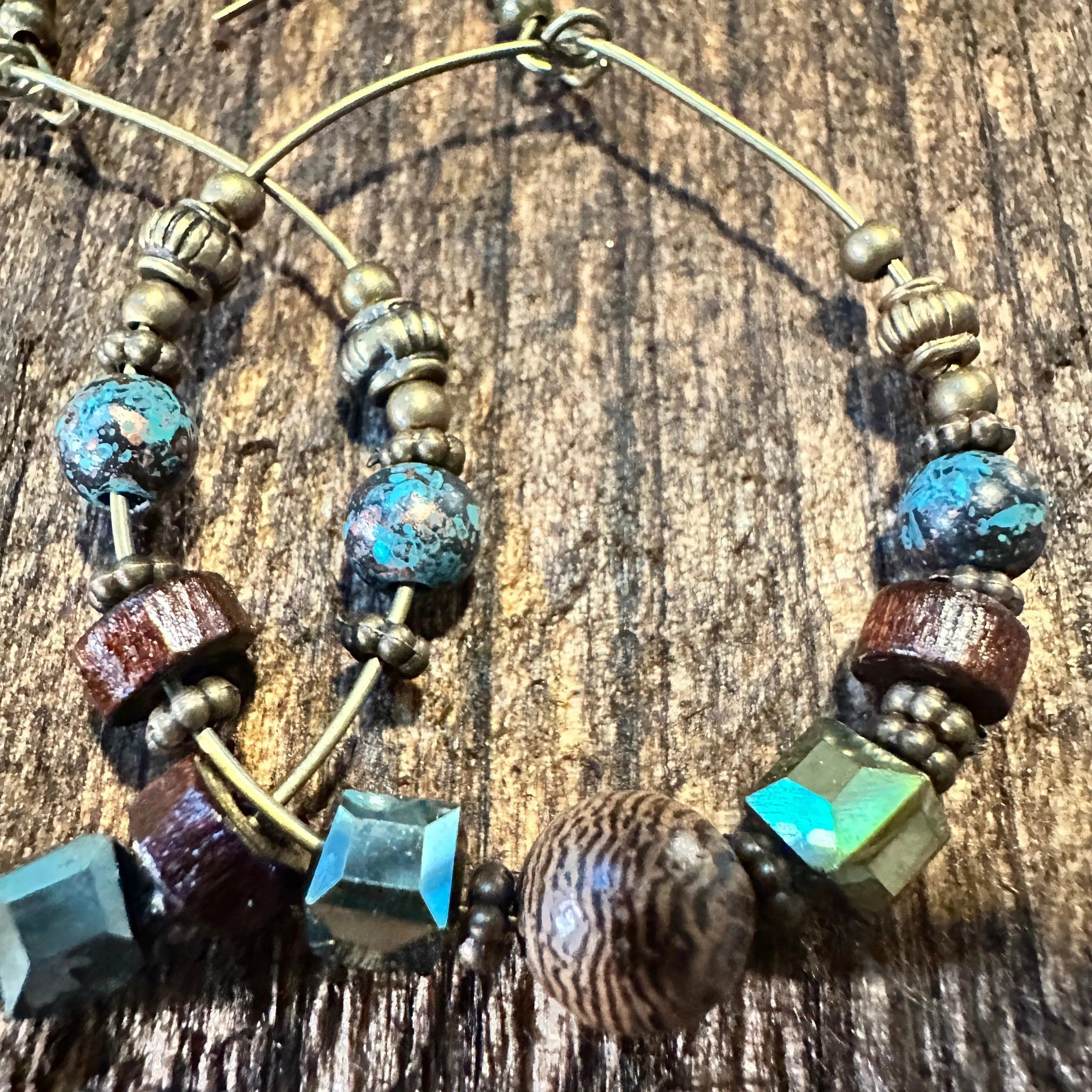 Other Handmade Western Hippie Copper Wire Wooden Beads Drop Earrin Size ONE SIZE - 6 Thumbnail