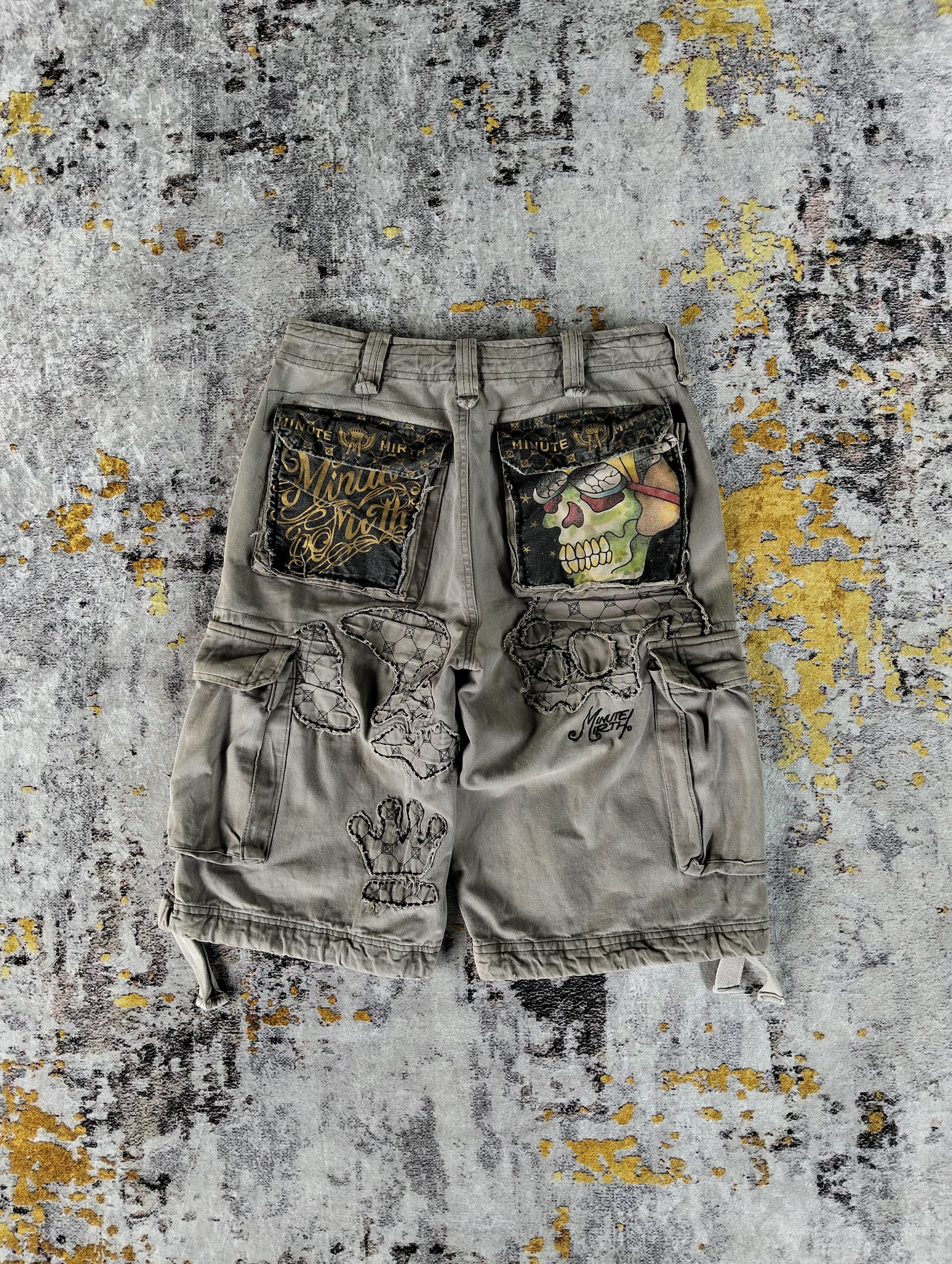 Hysteric Glamour Minute Mirth Skull Tattoo Embroidered Jorts Cargo Shorts Size US 29 - 6 Thumbnail