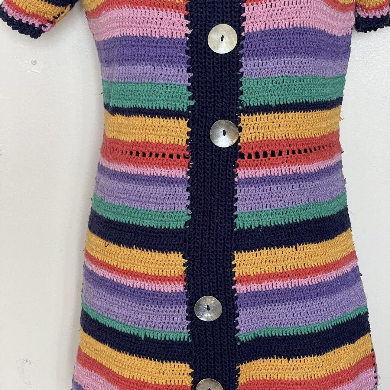 Farm Rio Anthropologie Farm Rio Renata Sweater Dress Knit Crochet Size XS / US 0-2 / IT 36-38 - 7 Thumbnail