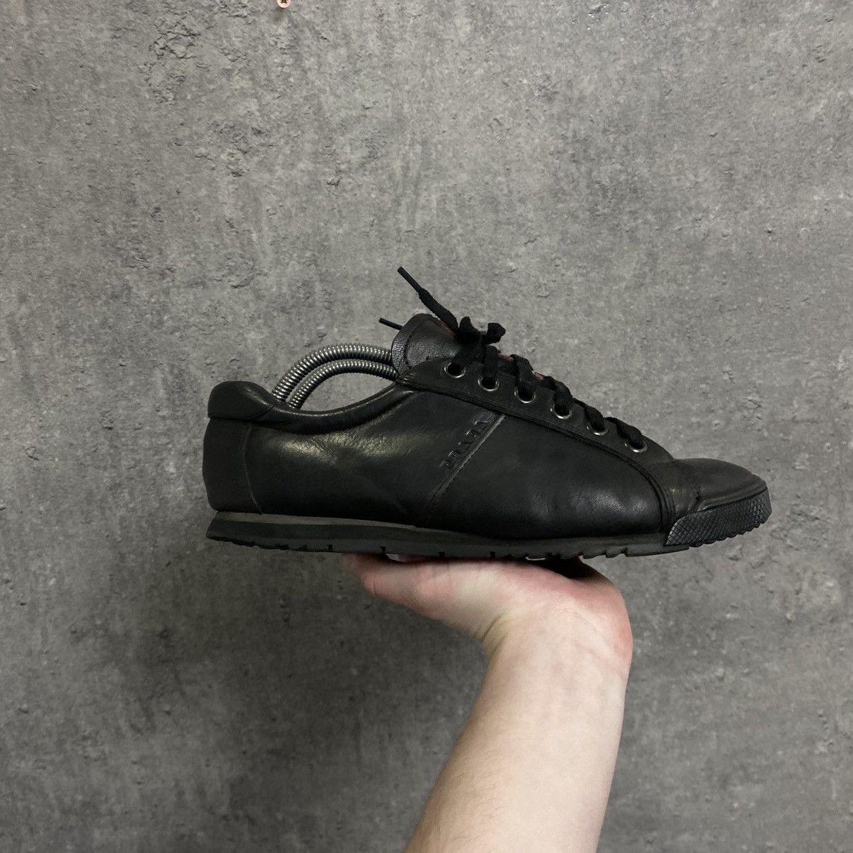 Prada 2000s Prada Black Leather Sneakers Size US 6.5 / EU 39-40 - 3 Thumbnail