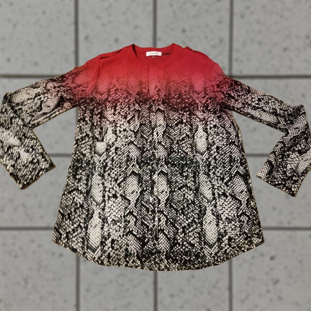Calvin Klein Womens Calvin Klein Shirt M Medium Red Black Blouse Size M / US 6-8 / IT 42-44 - 1 Thumbnail