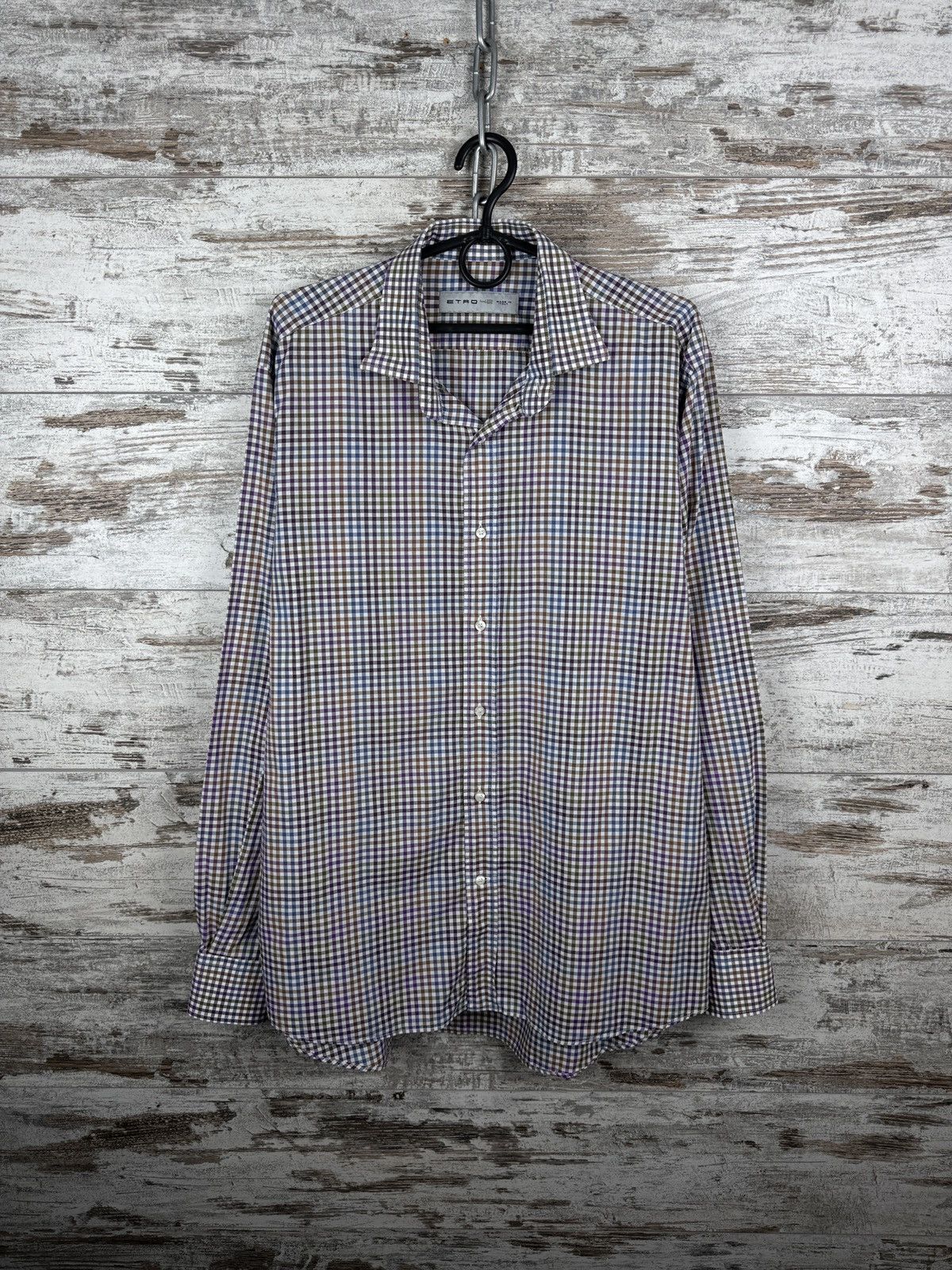 Etro Mens Vintage Etro Milano 42 shirts button up size L checked Size US L / EU 52-54 / 3 - 1 Thumbnail