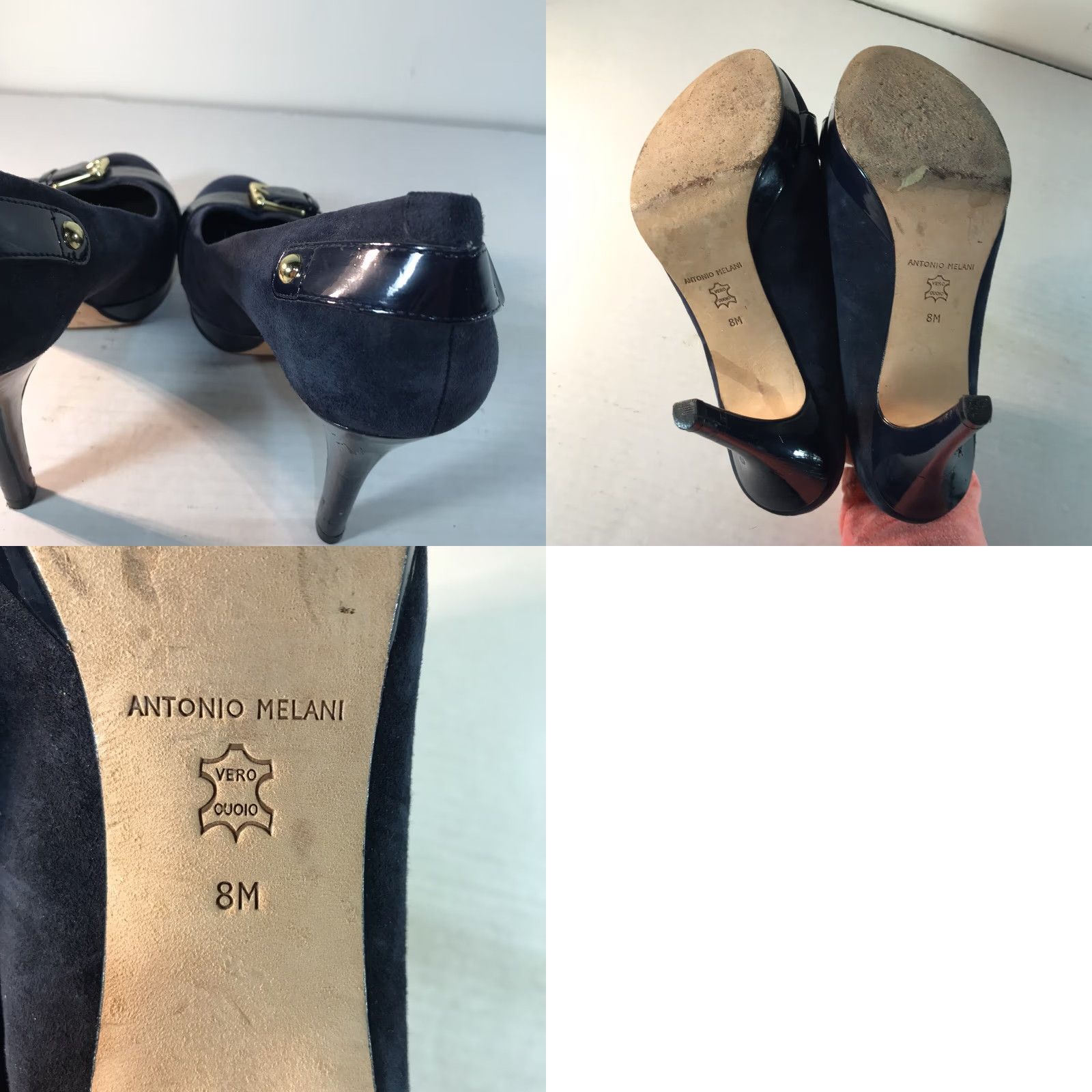 Vintage Antonio Melani Women's Blue Suede Platform Heels 4in Stiletto Leather Italy Size 8M Size US 8 / IT 38 - 8 Thumbnail