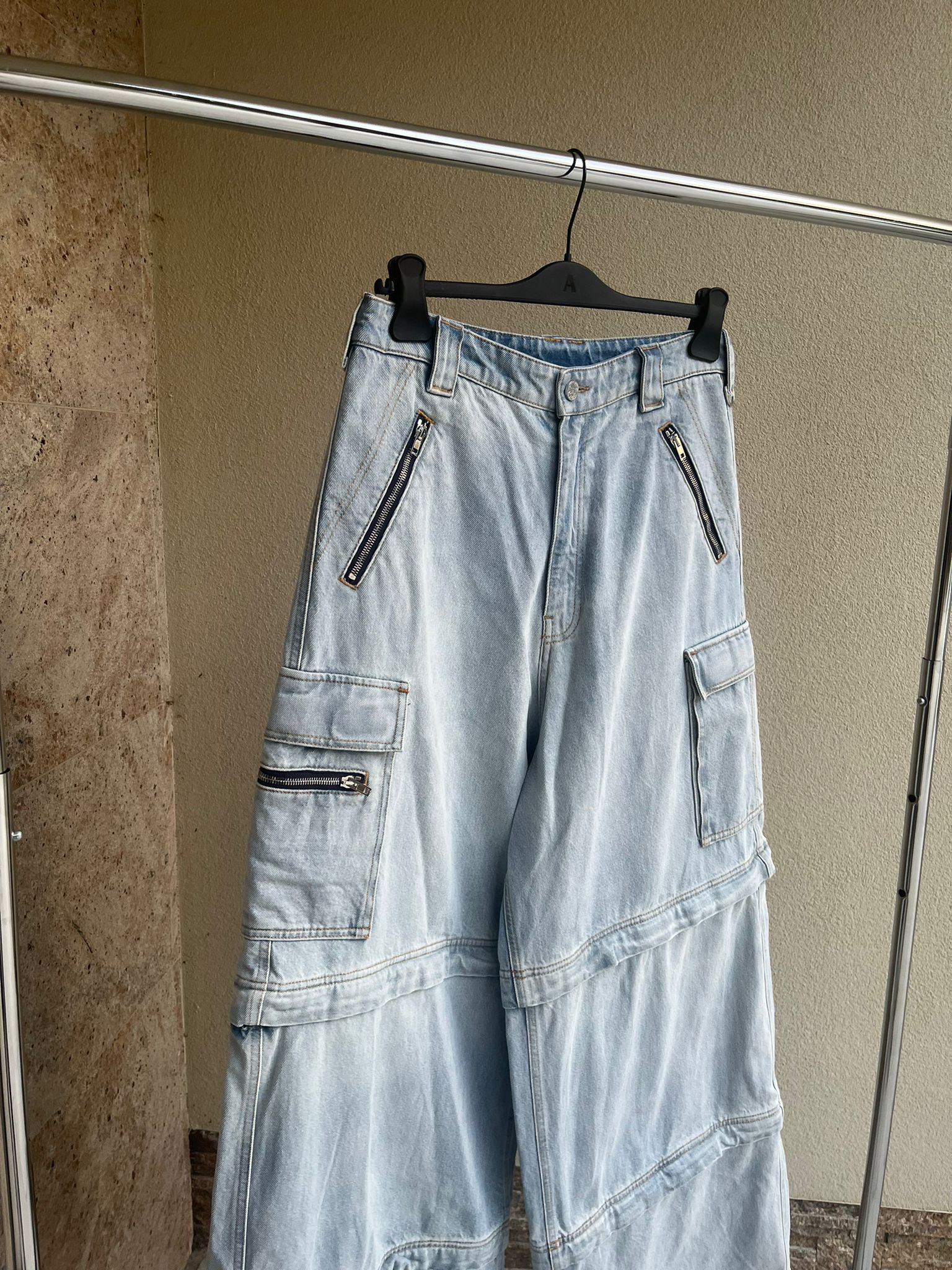 Vetements Triple Zip Baggy Jeans in Denim Light Blue Size US 30 / EU 46 - 8 Thumbnail