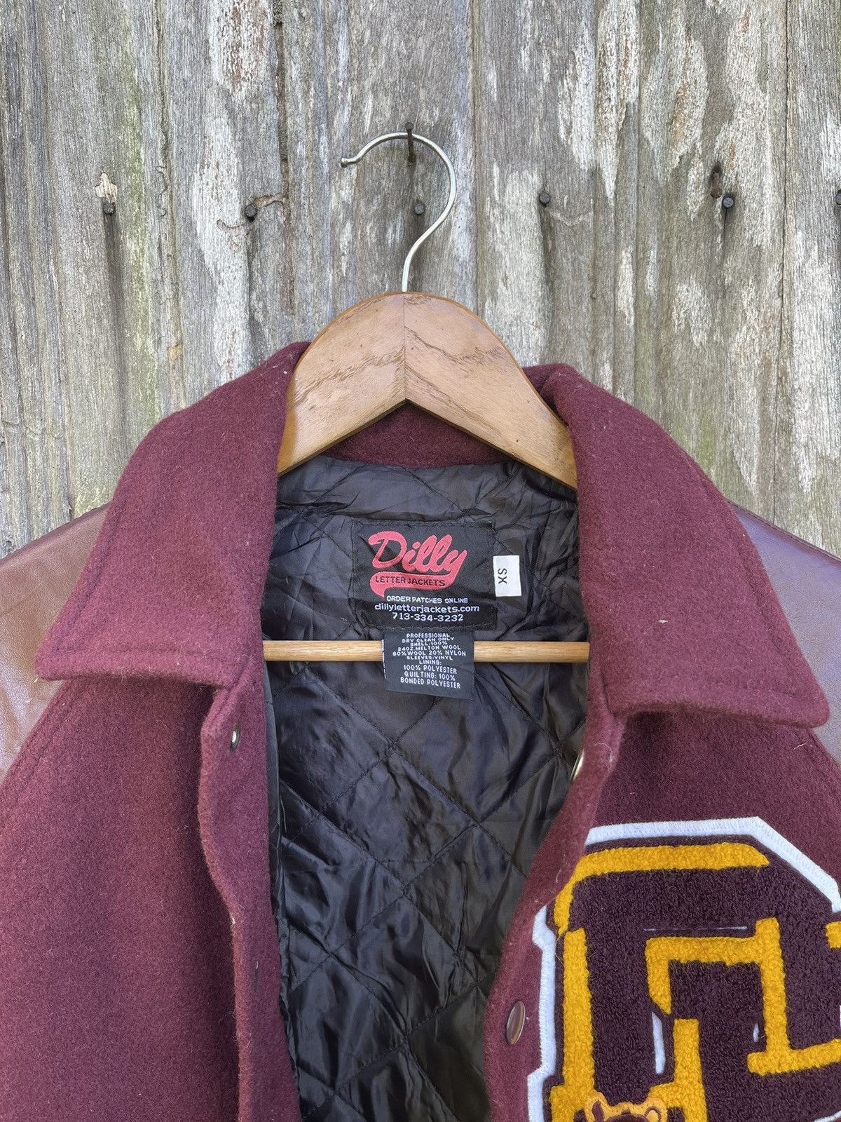 Designer Vintage Burgundy Dilly Letterman Varsity Jacket (XS) Size US XS / EU 42 / 0 - 16 Thumbnail