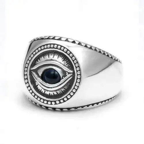 Japanese Brand Silver Eye Ring Size 7 8 9 10 Size ONE SIZE - 1 Thumbnail