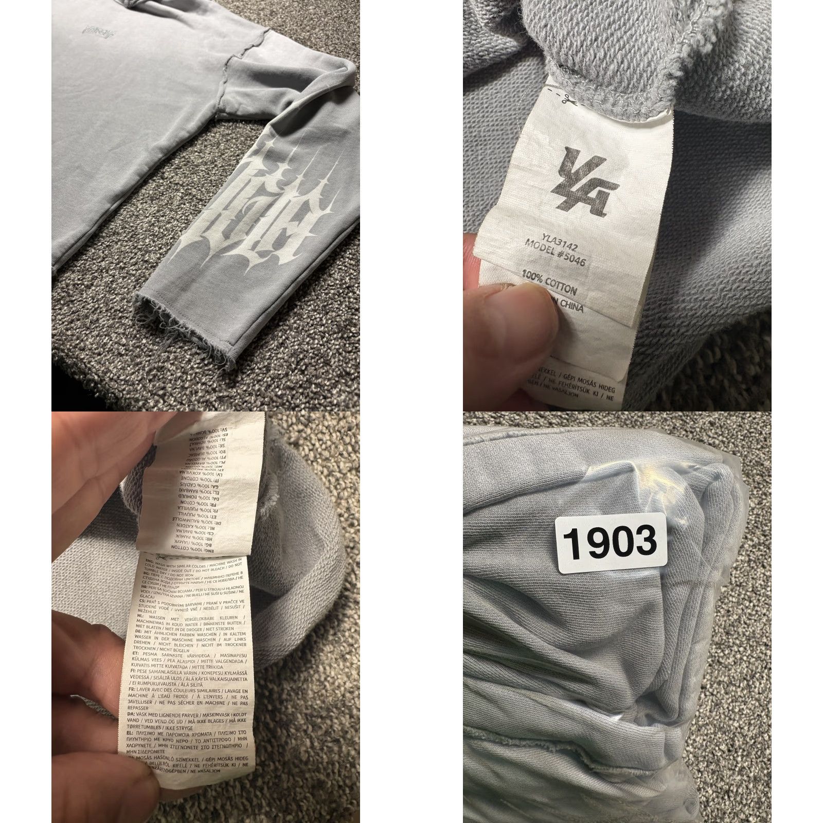 YoungLA YoungLA Hoodie Adult Large 3142 Gray Size US L / EU 52-54 / 3 - 8 Thumbnail