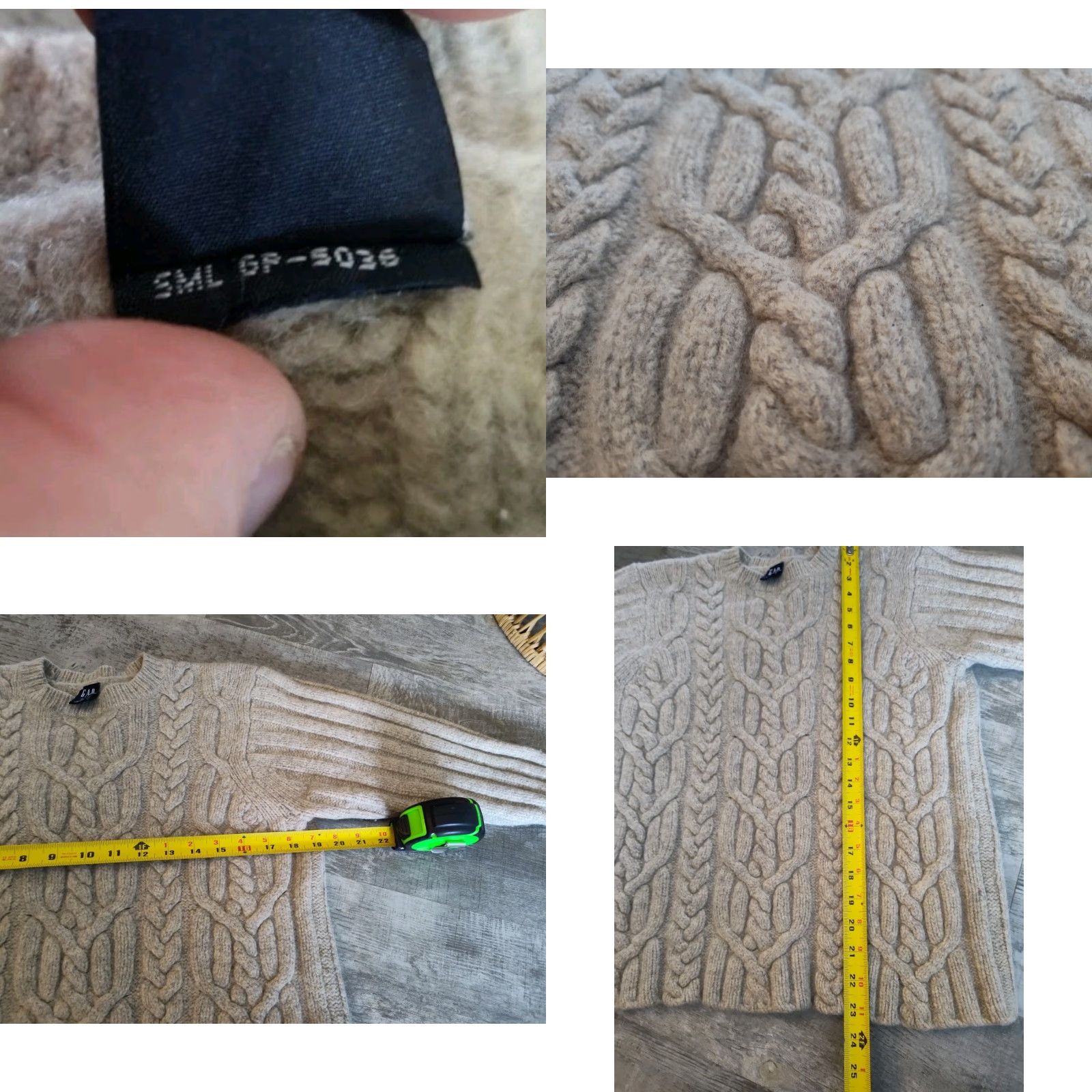 Gap VINTAGE Gap Chunky Knit Wool Sweater Beige Womens Size M Pullover Fisherman 90s Y2K Size M / US 6-8 / IT 42-44 - 8 Thumbnail