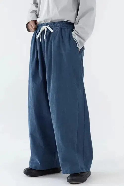 Jean 20AW Indigo Union Japan Blue Corduroy Wide Legs Pants Size US 32 / EU 48 - 3 Thumbnail