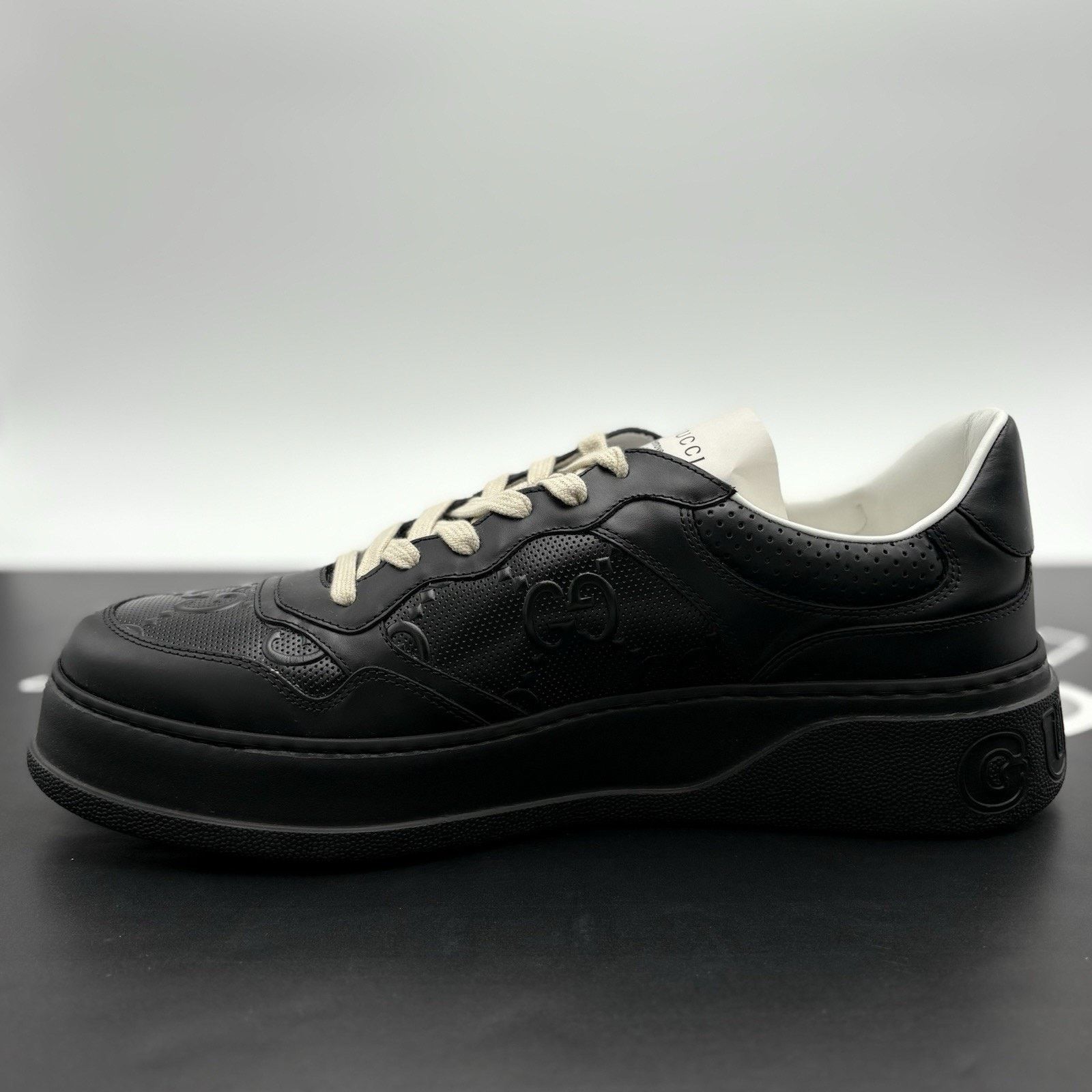 Gucci Gucci GG Embossed ' Black Leather ' | BRAND NEW! Size US 13 / EU 46 - 4 Thumbnail
