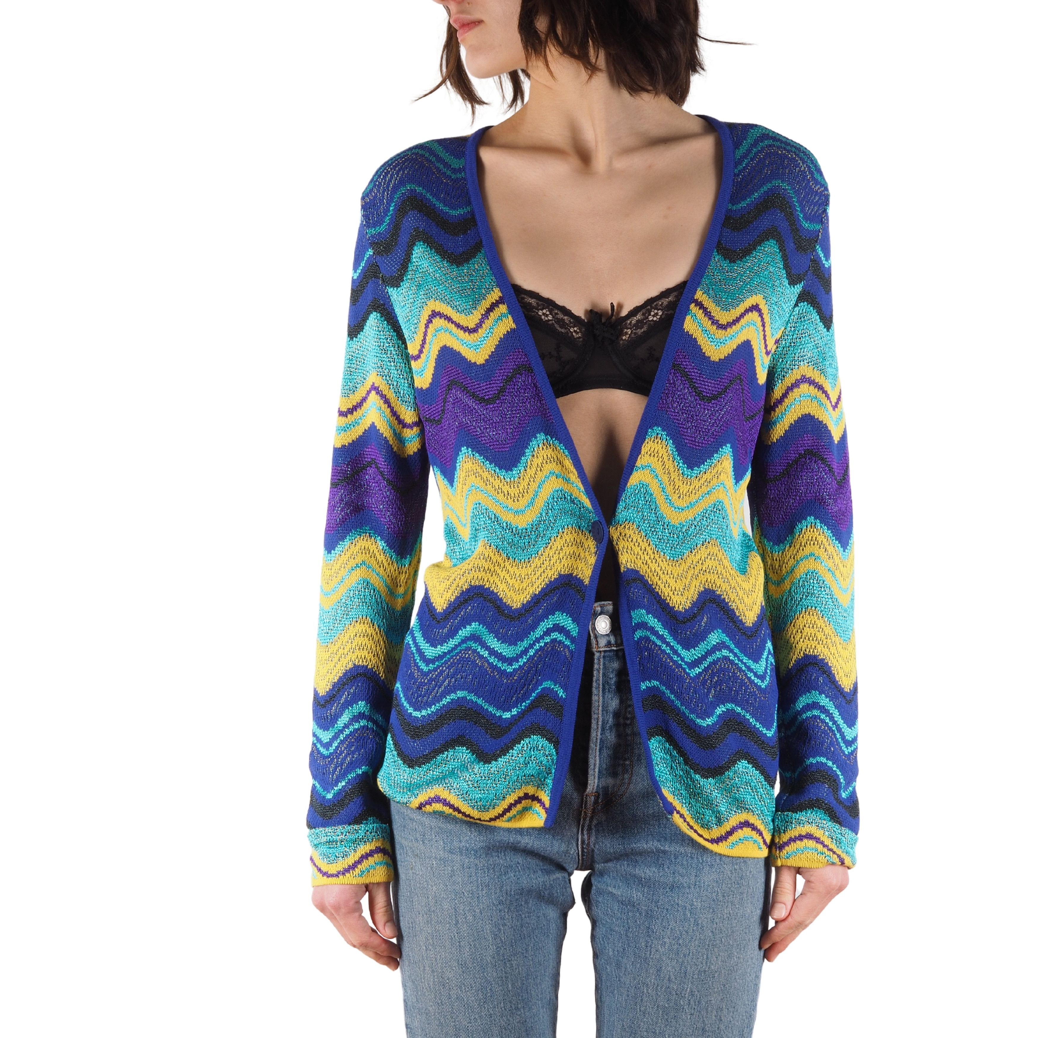 Missoni Vintage 90s Women's Multicolor Knit Sweater Cardigan