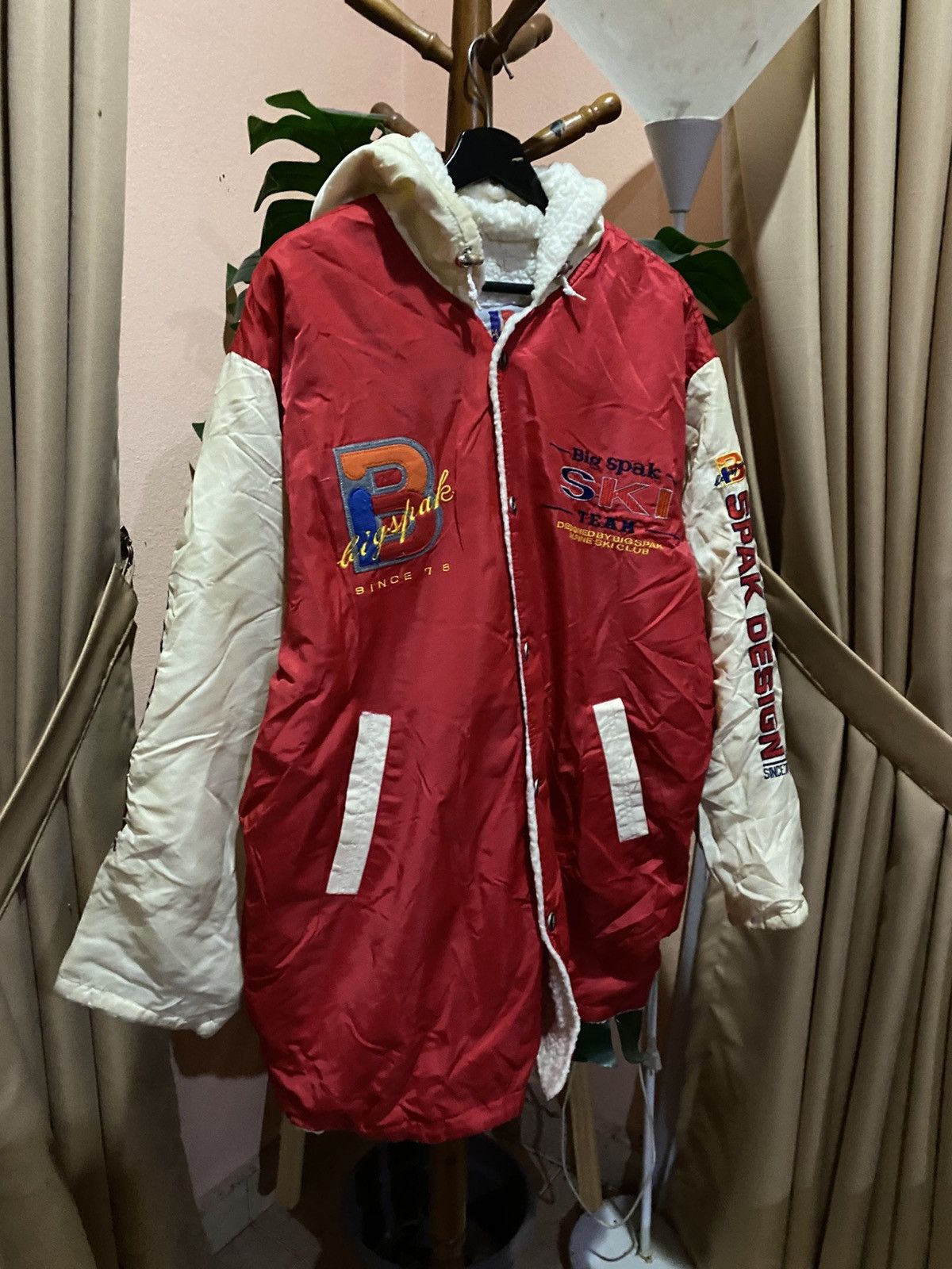 Vintage Vintage 1980s Big Spak Ski Team Jacket –Two-Tone Red & Cream Size US L / EU 52-54 / 3 - 5 Thumbnail
