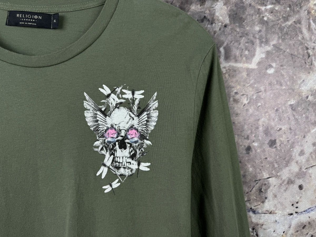 True Religion Religion Long Sleeve T-Shirt Graphic Skull Dragonfly Green Size US XL / EU 56 / 4 - 6 Thumbnail