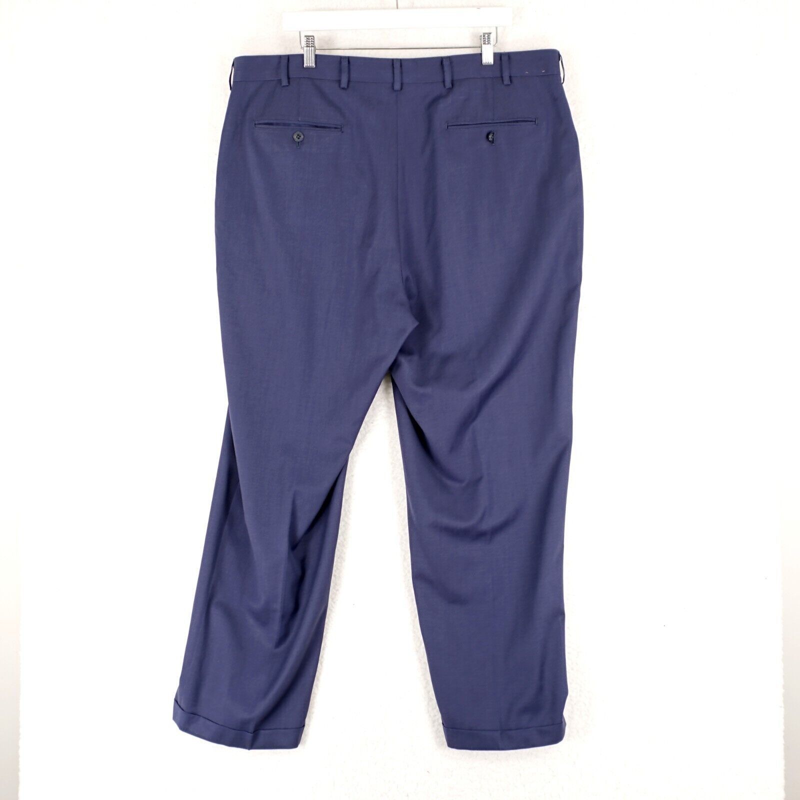 Jos. A. Bank Jos A Bank Blue Wool Dress Pants 41/31 Traveler's Pleated Cu Size 40R - 4 Thumbnail