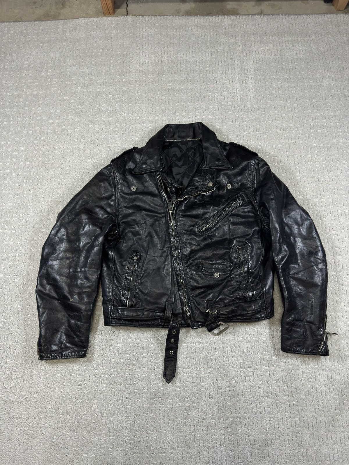 Vintage 70s/80s black leather biker jacket Size US S / EU 44-46 / 1 - 1 Thumbnail