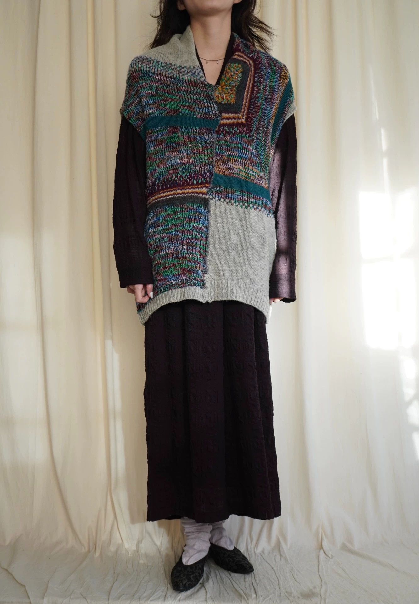 Dries Van Noten Dries Van Noten 1990s Rare Multicolor Wool V-Neck Vest Size ONE SIZE - 2 Thumbnail