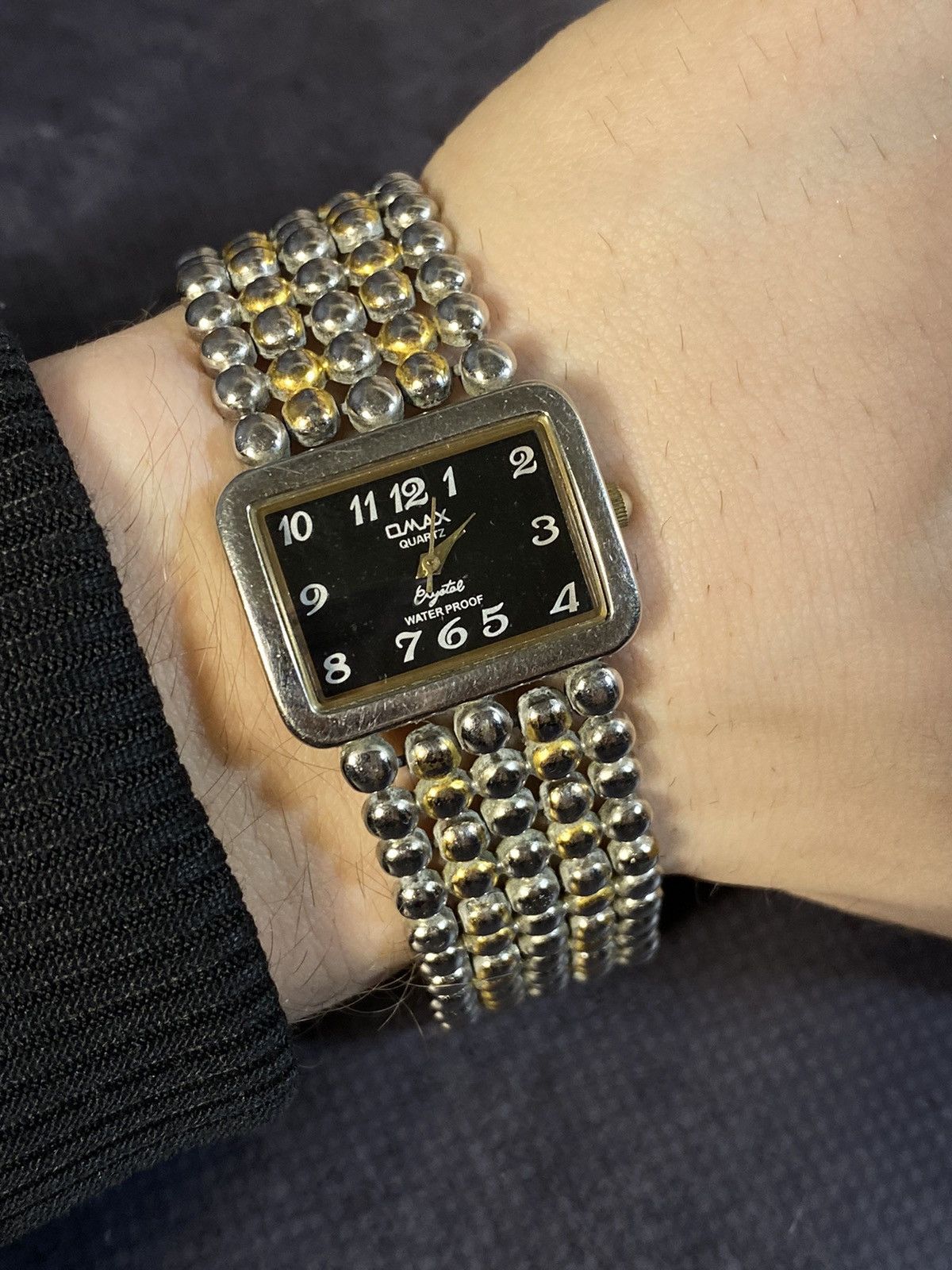Japanese Brand Omax Rectangular Dial Beaded Bracelet Watch Japanese Brand Size ONE SIZE - 2 Thumbnail