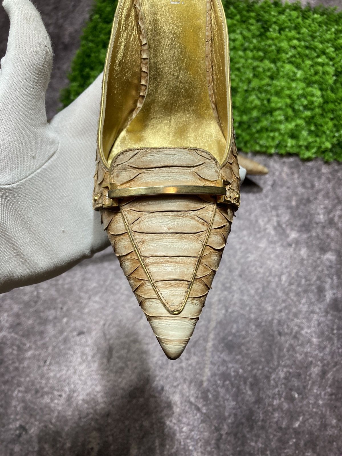 Other NANDO MUZI Mules Heels Toe Python Leather Gold Size US 9 / IT 39 - 5 Thumbnail
