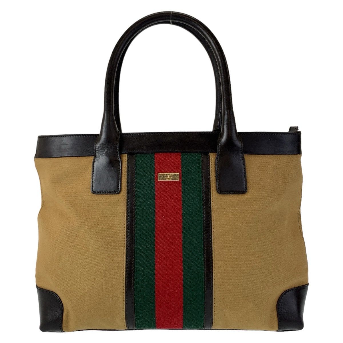 Gucci Gucci Gucci Canvas Leather Tote Bag Canvas Tote Bag 0021119 Size ONE SIZE - 1 Thumbnail