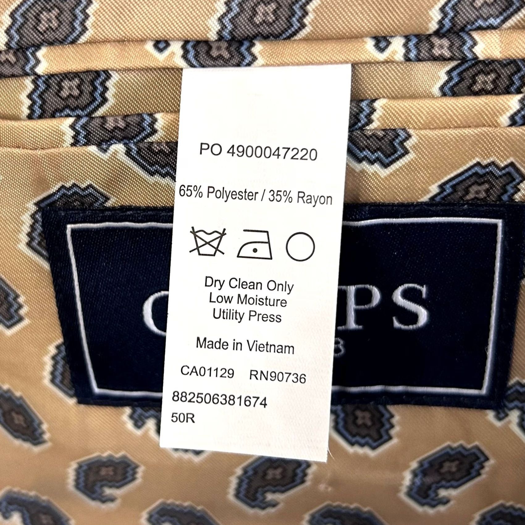 Chaps Chaps Sport Coat Beige Two Button Vented Polyester Rayon Paisley Lined 50R Size US M / EU 48-50 / 2 - 4 Thumbnail