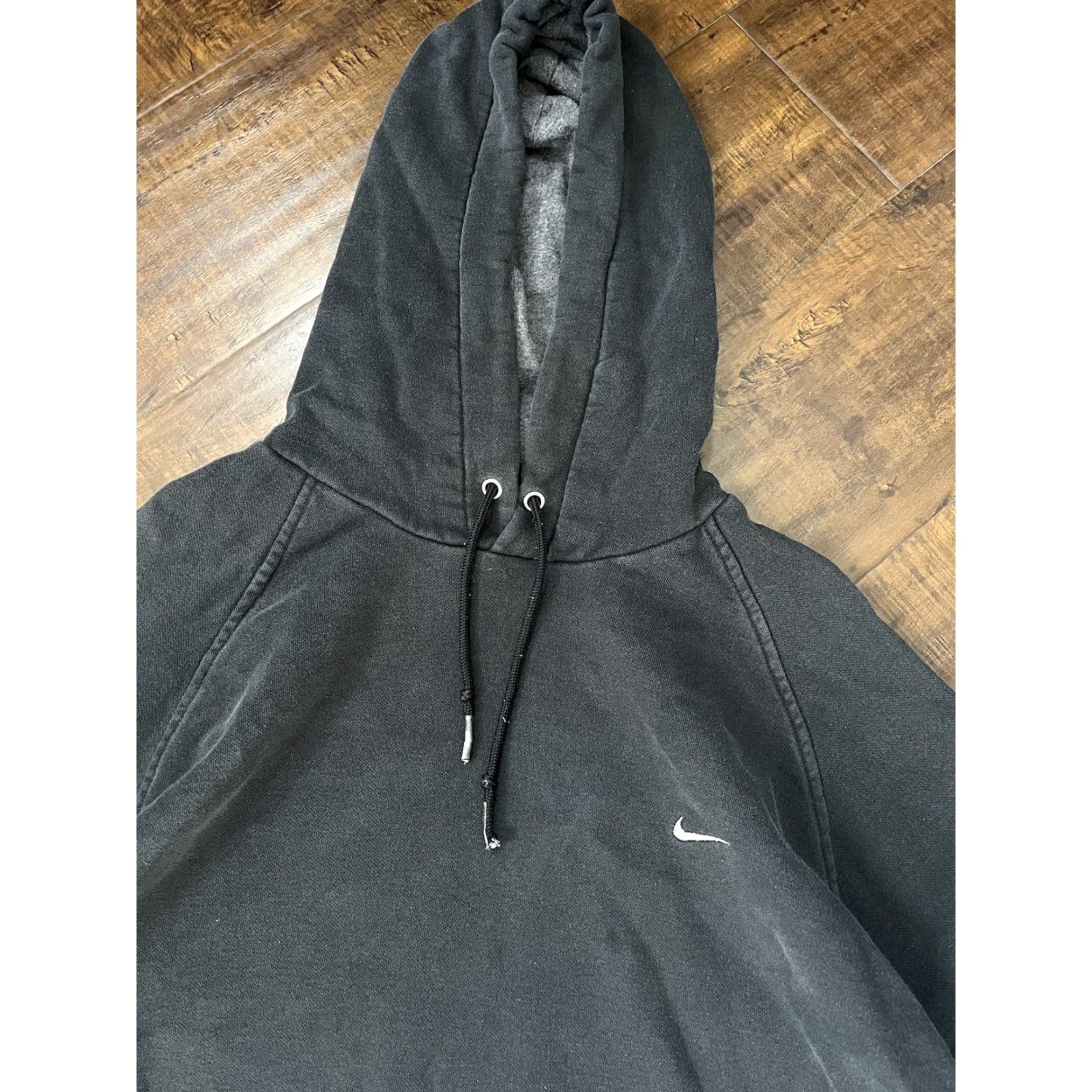 Nike VINTAGE 90s Nike Swoosh Check Hoodie Black Mens 2XL Sweatshirt Pullover Hooded Pockets Gray Tag Size US XXL / EU 58 / 5 - 2 Thumbnail