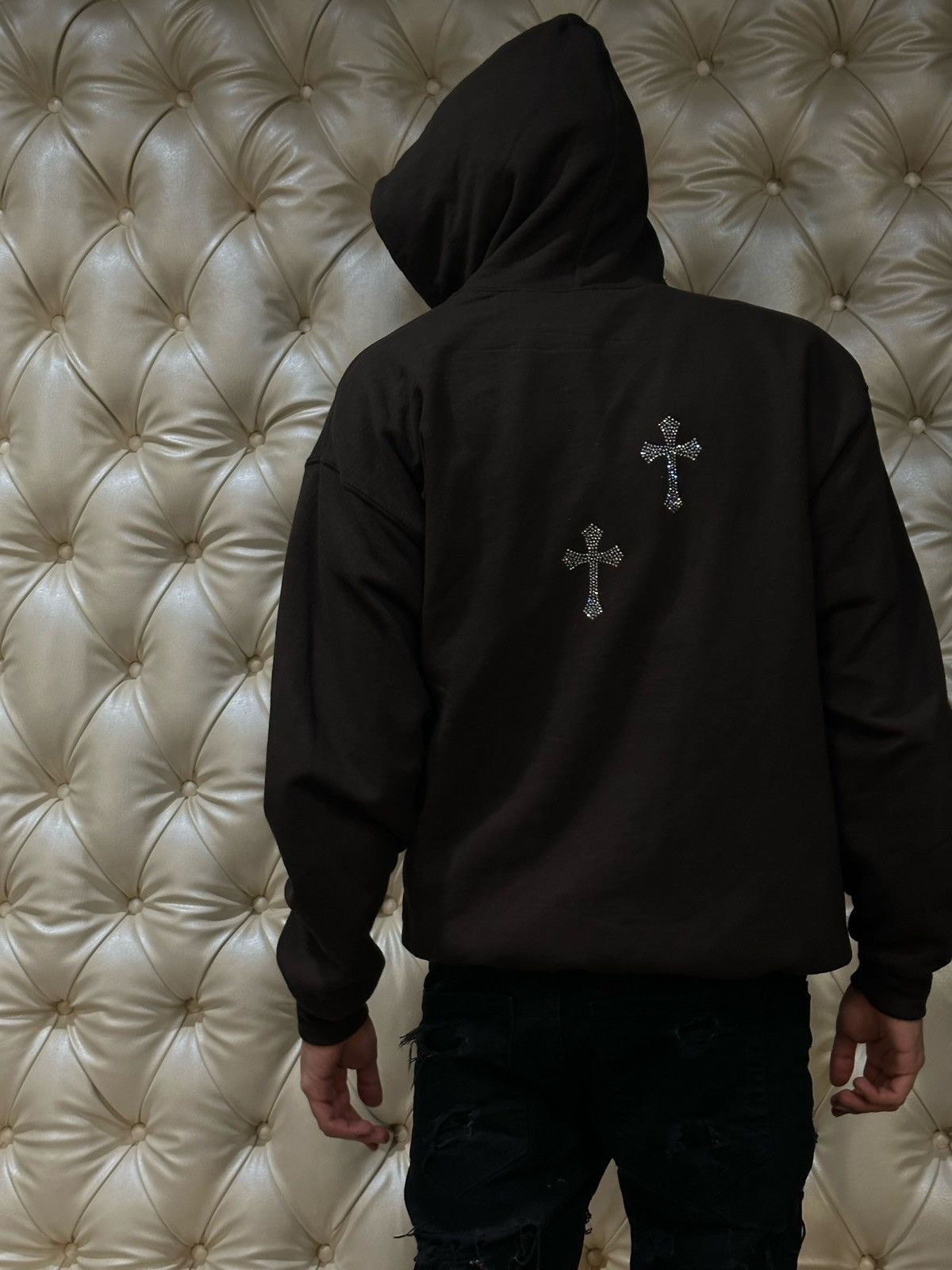 Vintage Rhinestones Cross Vintage Hoodie Size US S / EU 44-46 / 1 - 1 Thumbnail