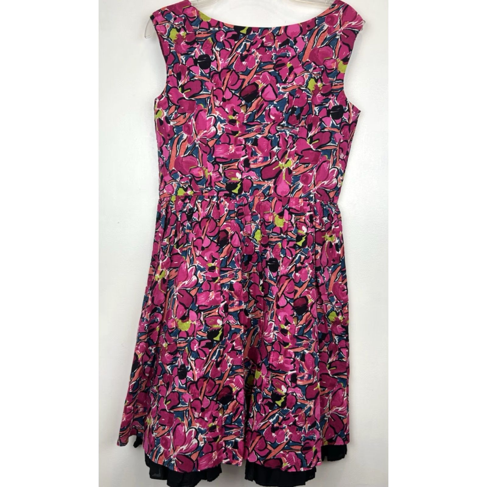 Ann Taylor Dress Womens 6 Floral Layered Print Fit & Flare Sleeveless Pink