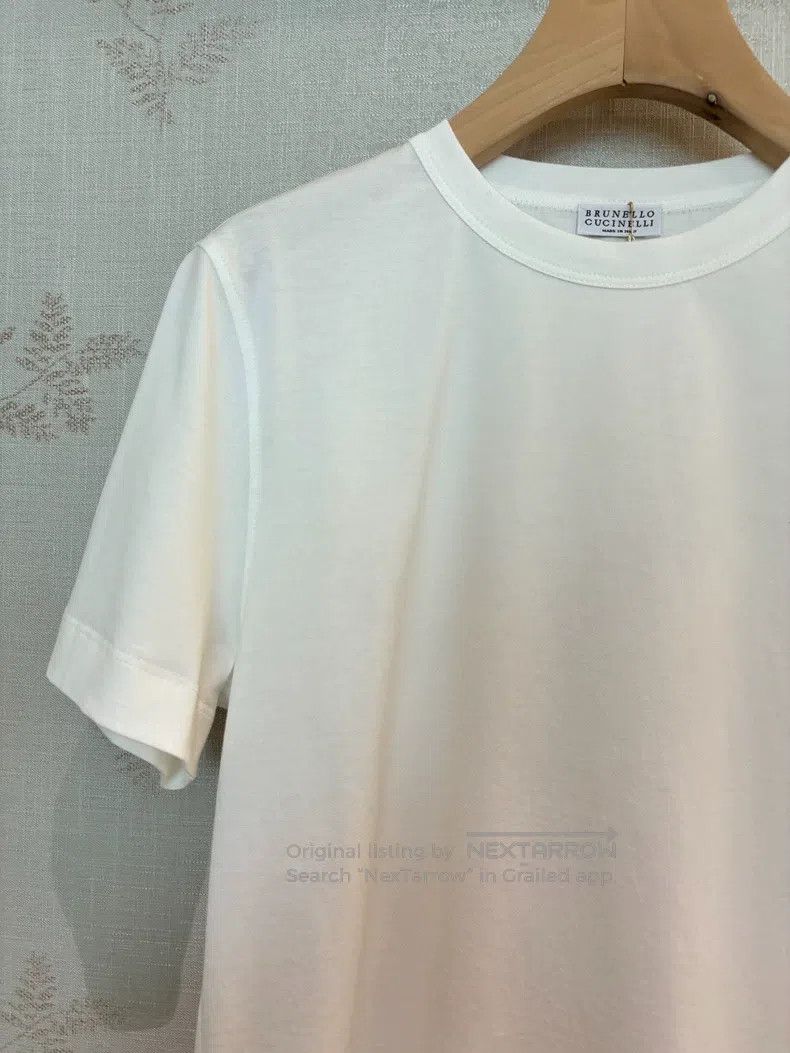 Brunello Cucinelli Brunello Cucinelli Women's Crew Neck White Short Sleeve T- Size S / US 4 / IT 40 - 2 Thumbnail