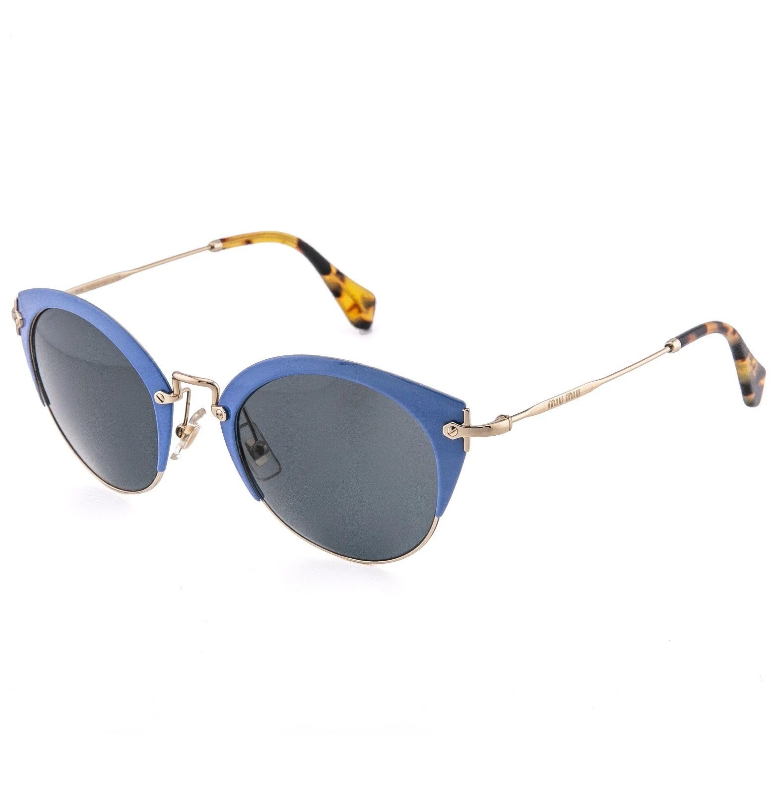 Miu Miu MIU MIU MU53RS 53R Round Blue Metal Oval Sunglasses 53RS Size ONE SIZE - 2 Thumbnail