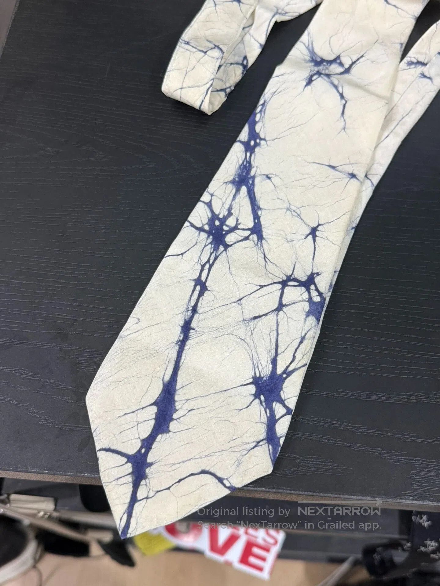 Comme des Garcons Homme Plus Comme des Garcons Blue Printed Silk Tie. Size ONE SIZE - 2 Thumbnail