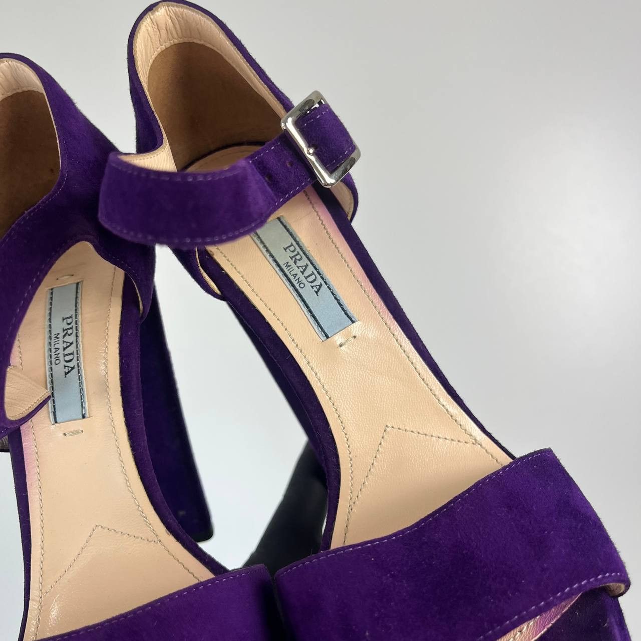 Prada Prada Purple Suede Platform High Heel Sandals Size 37.5 Size US 7.5 / IT 37.5 - 9 Thumbnail