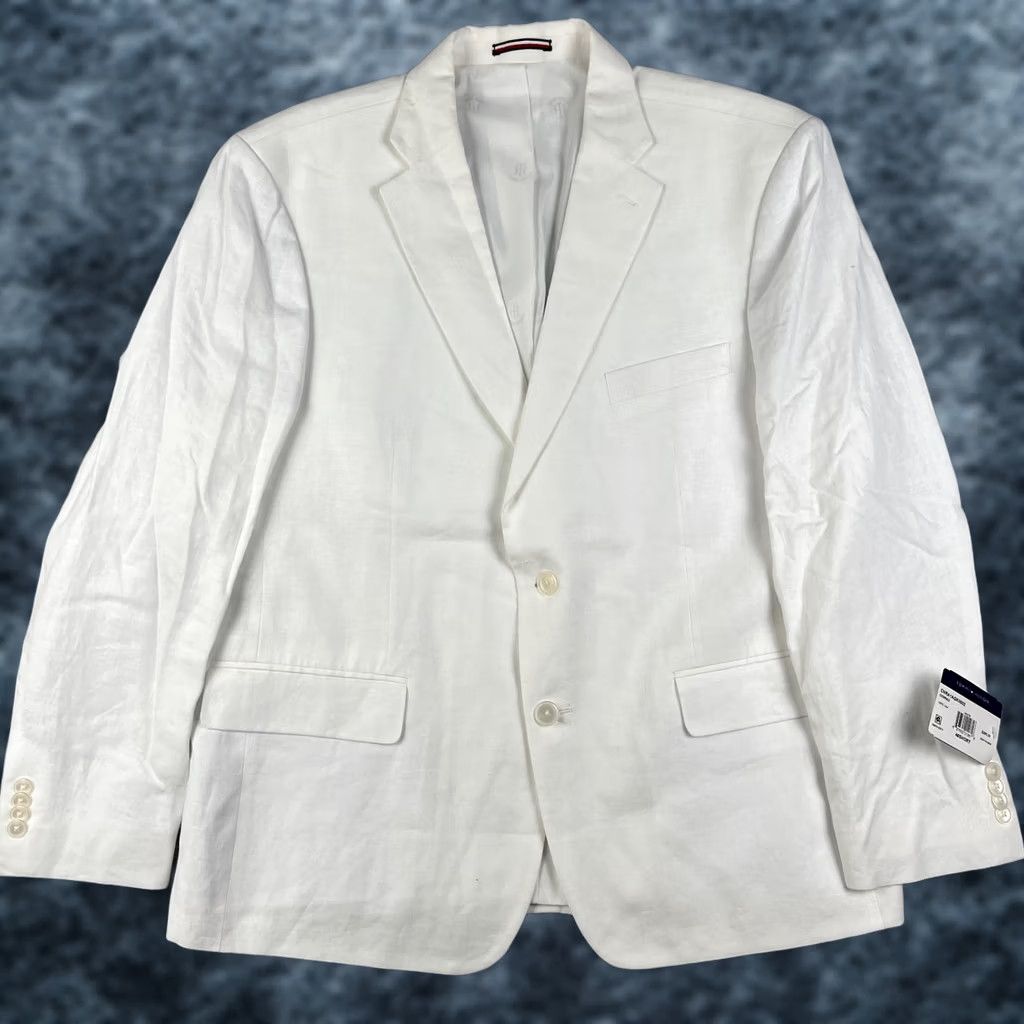 Tommy Hilfiger Tommy Hilfiger White Linen Conrad Sport Coat Blazer 46S Mens Jacket NWT Size 46R - 1 Thumbnail