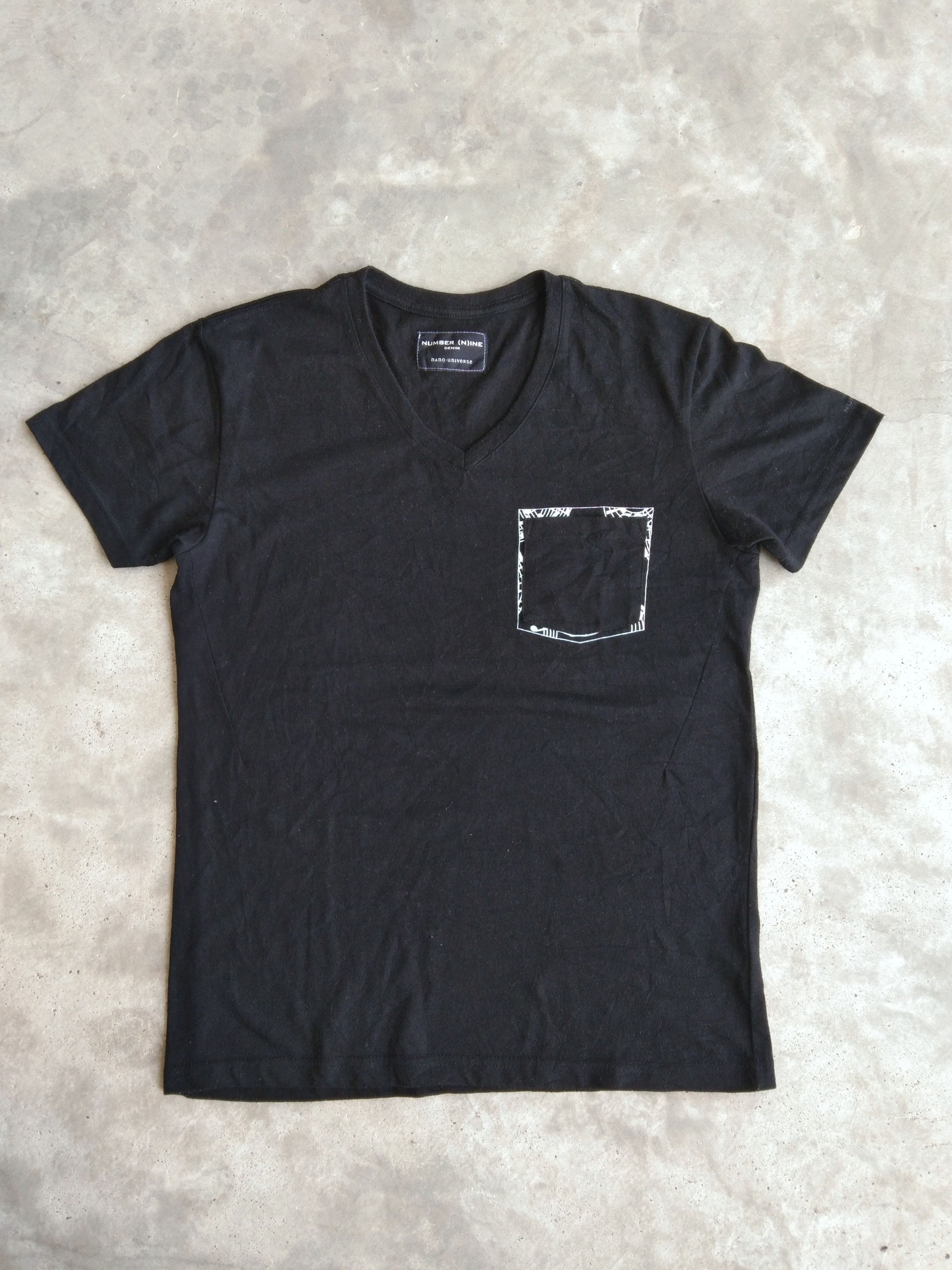 NANO universe × Number (N)ine Number (N)ine Denim Music Pocket V- Neck T Shirt Black Size US M / EU 48-50 / 2 - 2 Thumbnail