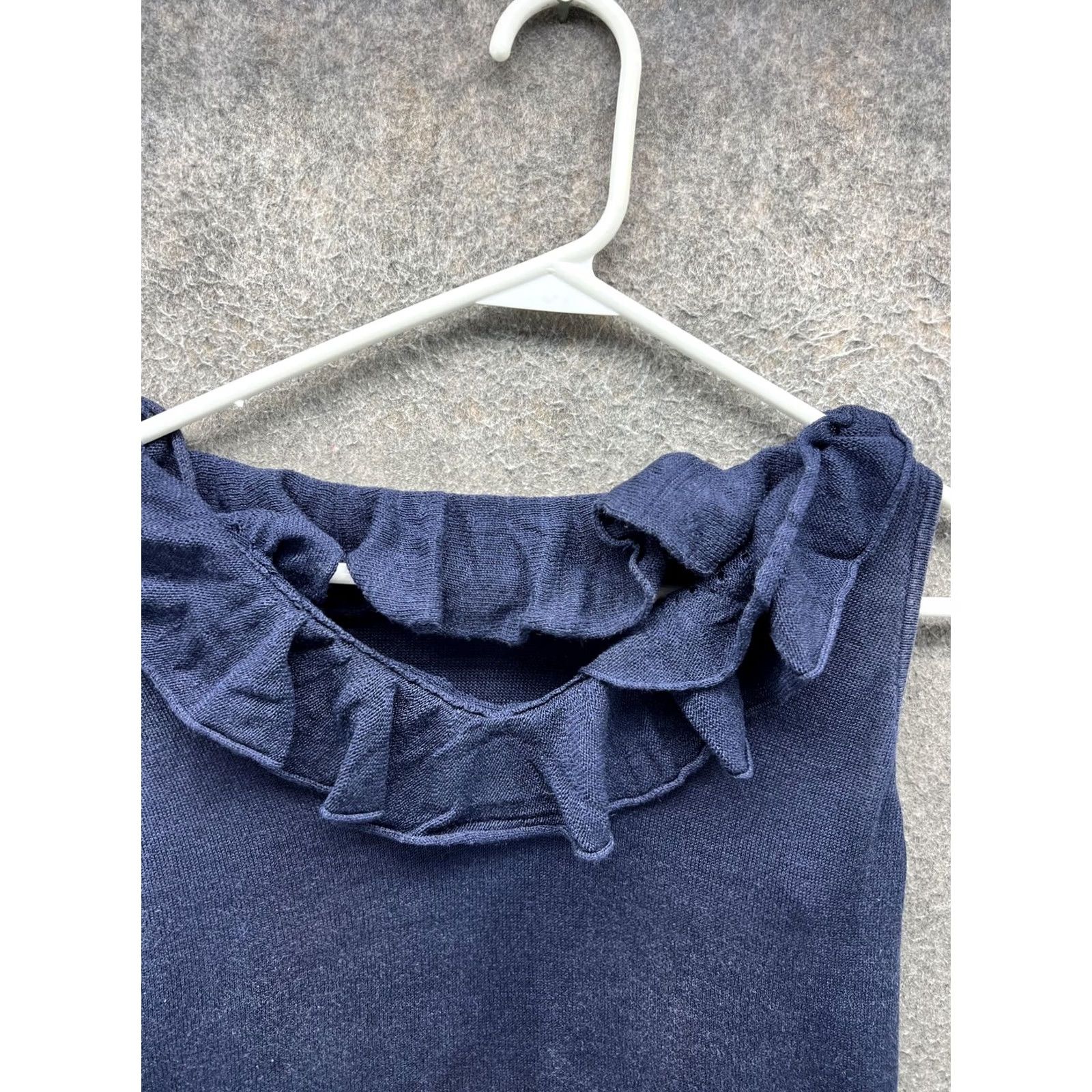 Ralph Lauren LAUREN RALPH LAUREN Tank Top Womens Petite Large Blue Ruffle Neck Silk Knit Sleeveless Pullover Casual Summer Size S / US 4 / IT 40 - 6 Thumbnail