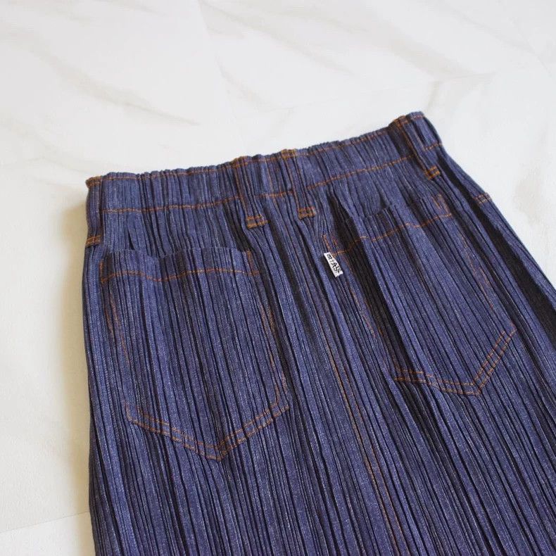 Issey Miyake Issey Miyake size:3 Blue pleated skirt Size 31" - 6 Thumbnail
