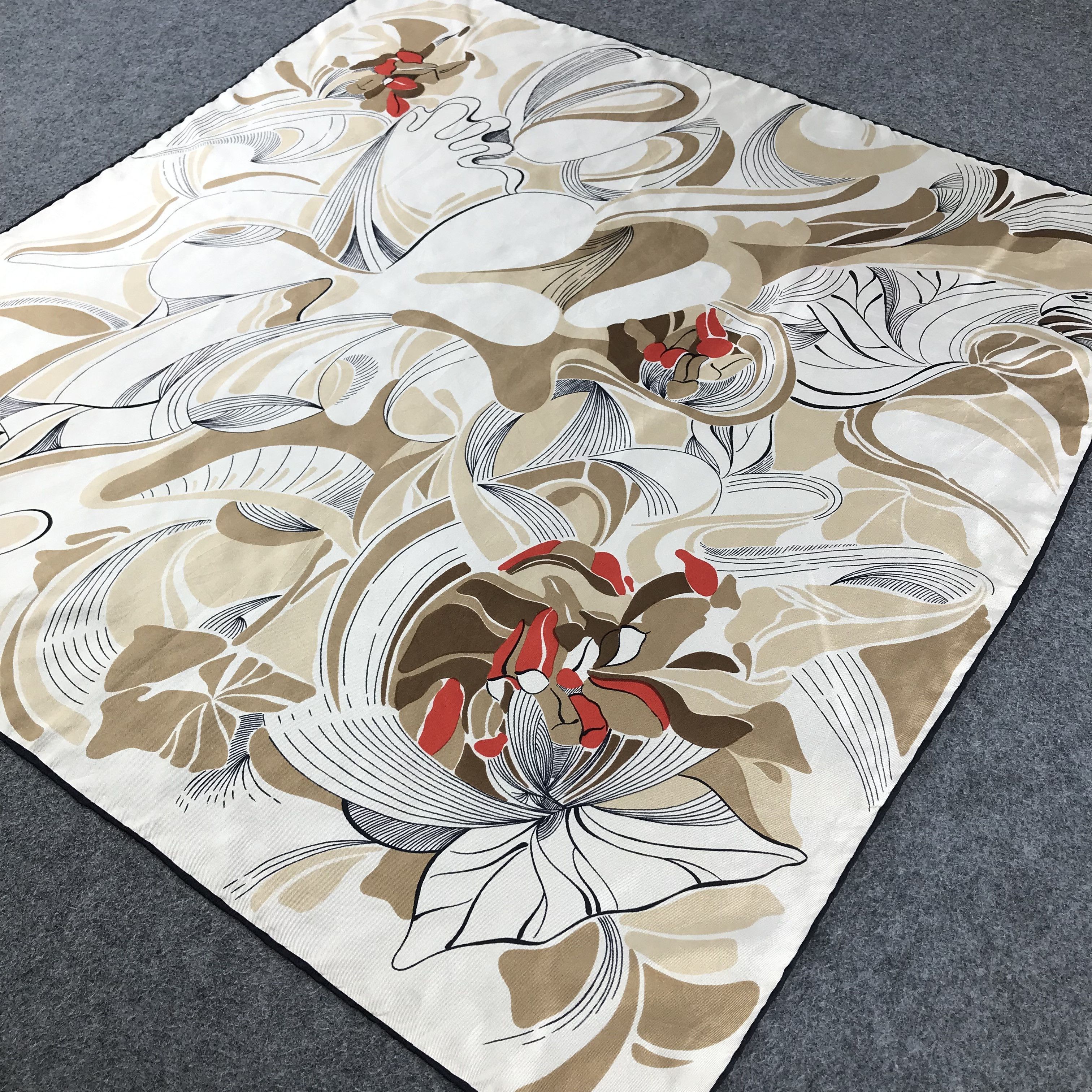Japanese Brand Vintage Floral Silk Scarf M246 Size ONE SIZE - 3 Thumbnail