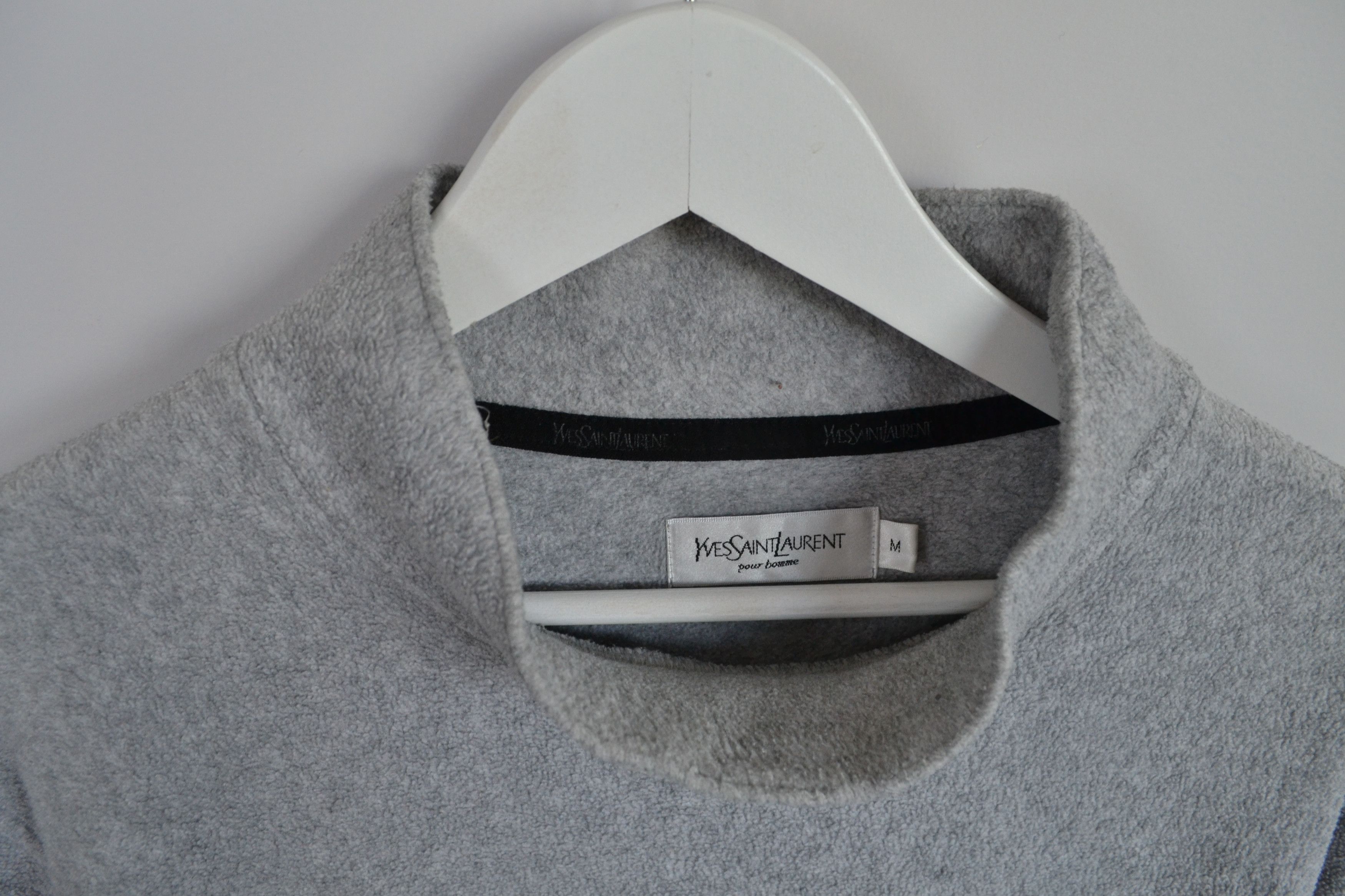 Yves Saint Laurent YVES SAINT LAURENT Fleece Sweater Logo Grey 90s Vintage Size US L / EU 52-54 / 3 - 5 Thumbnail