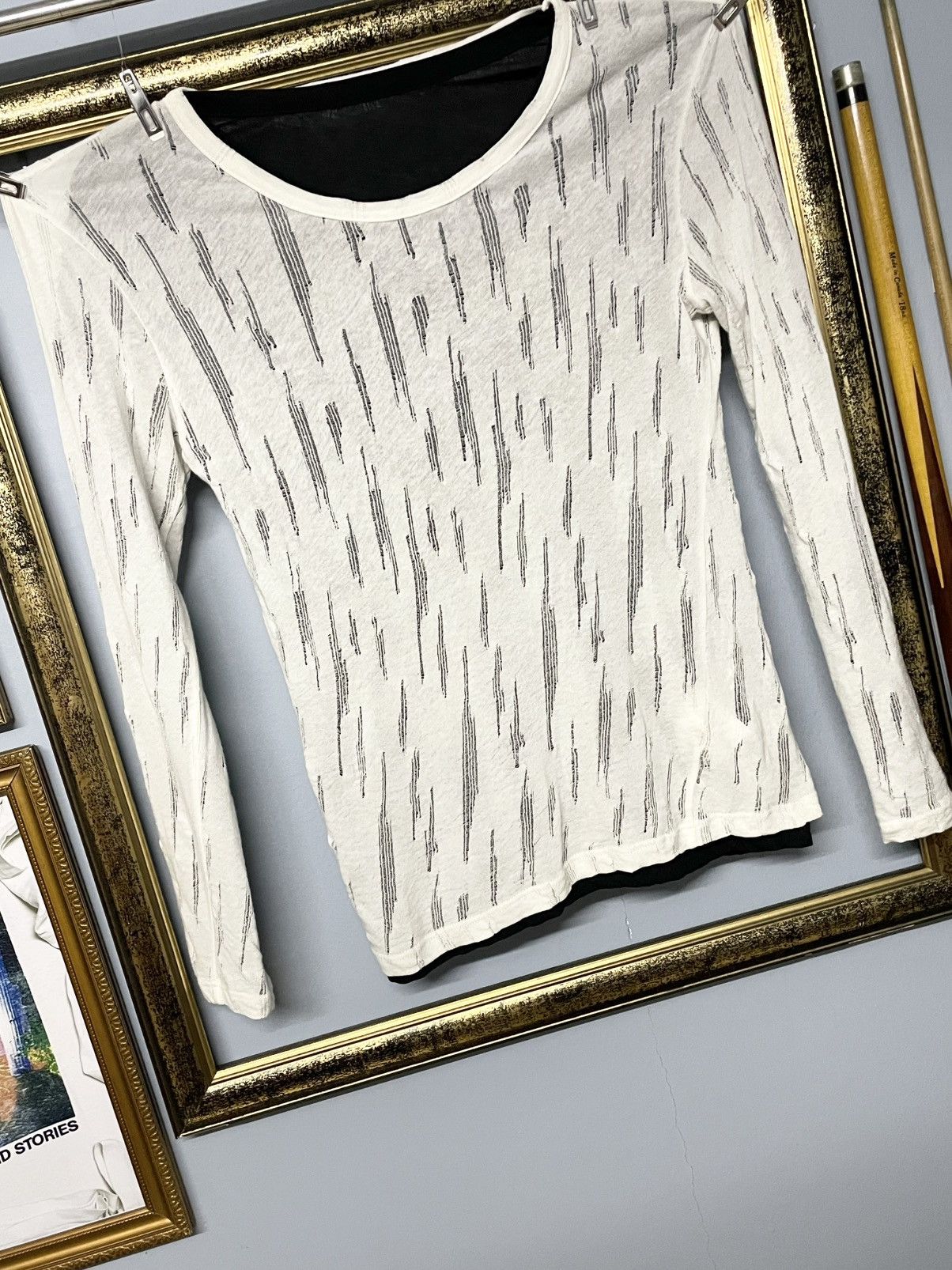 Yohji Yamamoto Vintage Yohji Yamamoto Distressed Pattern Thin Longsleeve Size US M / EU 48-50 / 2 - 2 Thumbnail