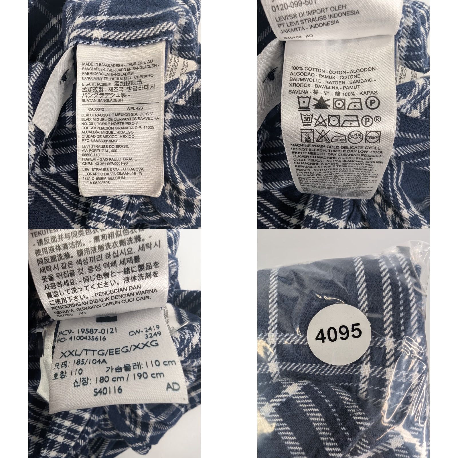 Levi's VINTAGE Levi's Shirt Plaid Button-Up 2XL Cotton Flannel Long Sleeve Men’s Regular Size US XXL / EU 58 / 5 - 8 Thumbnail